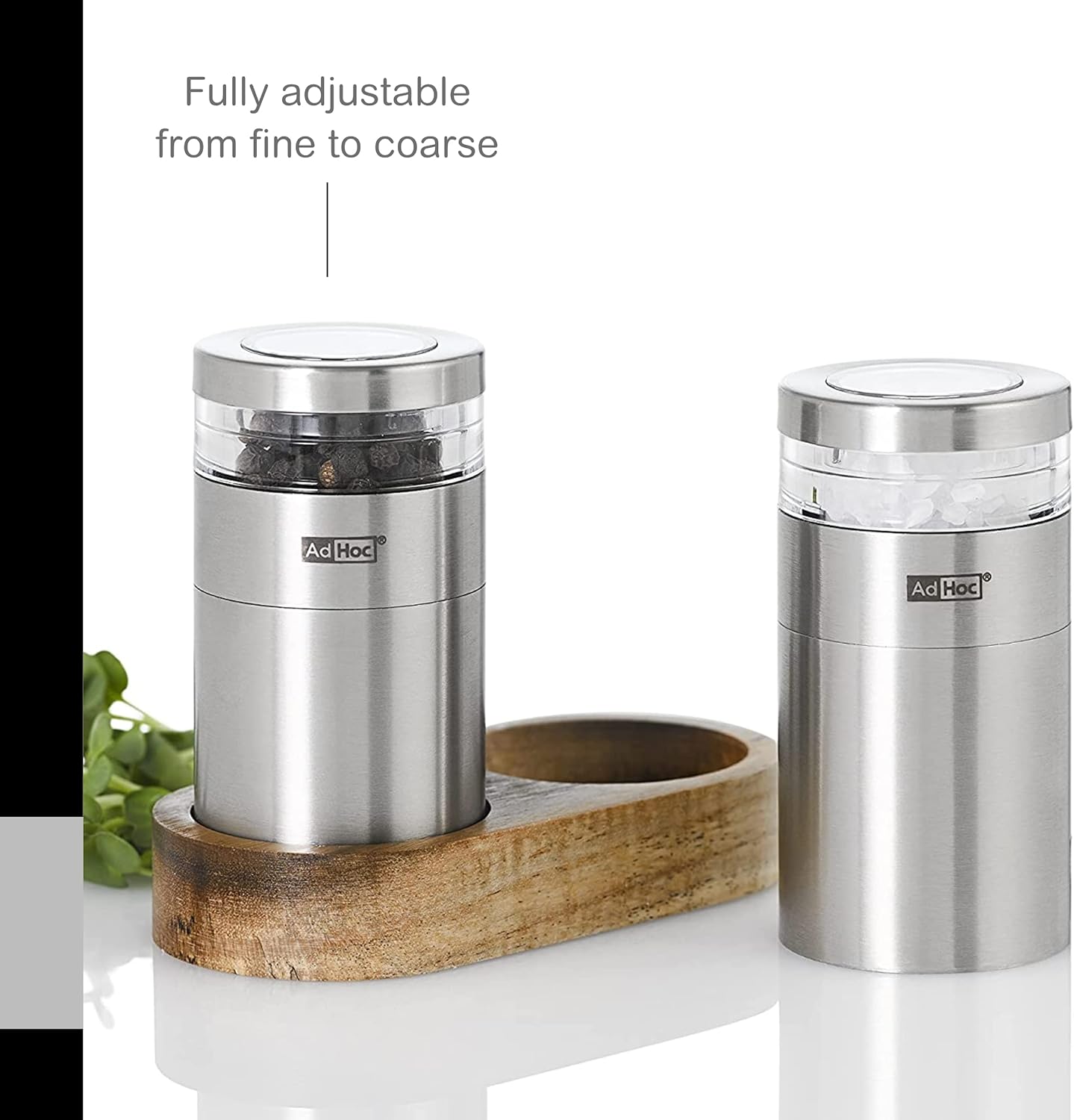 AdHoc Salt Pepper Mill Gift Set - Fine to Coarse Grind
