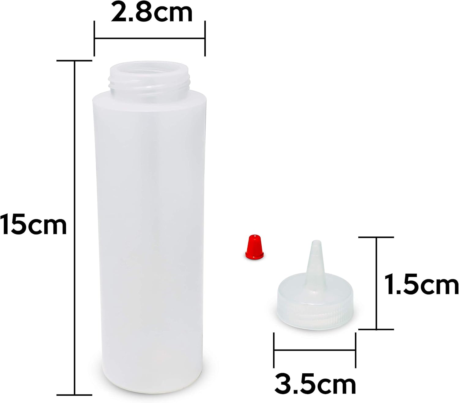 Bastex 8-Ounce Squeeze Bottles Pack of 8 Clear with Red Caps