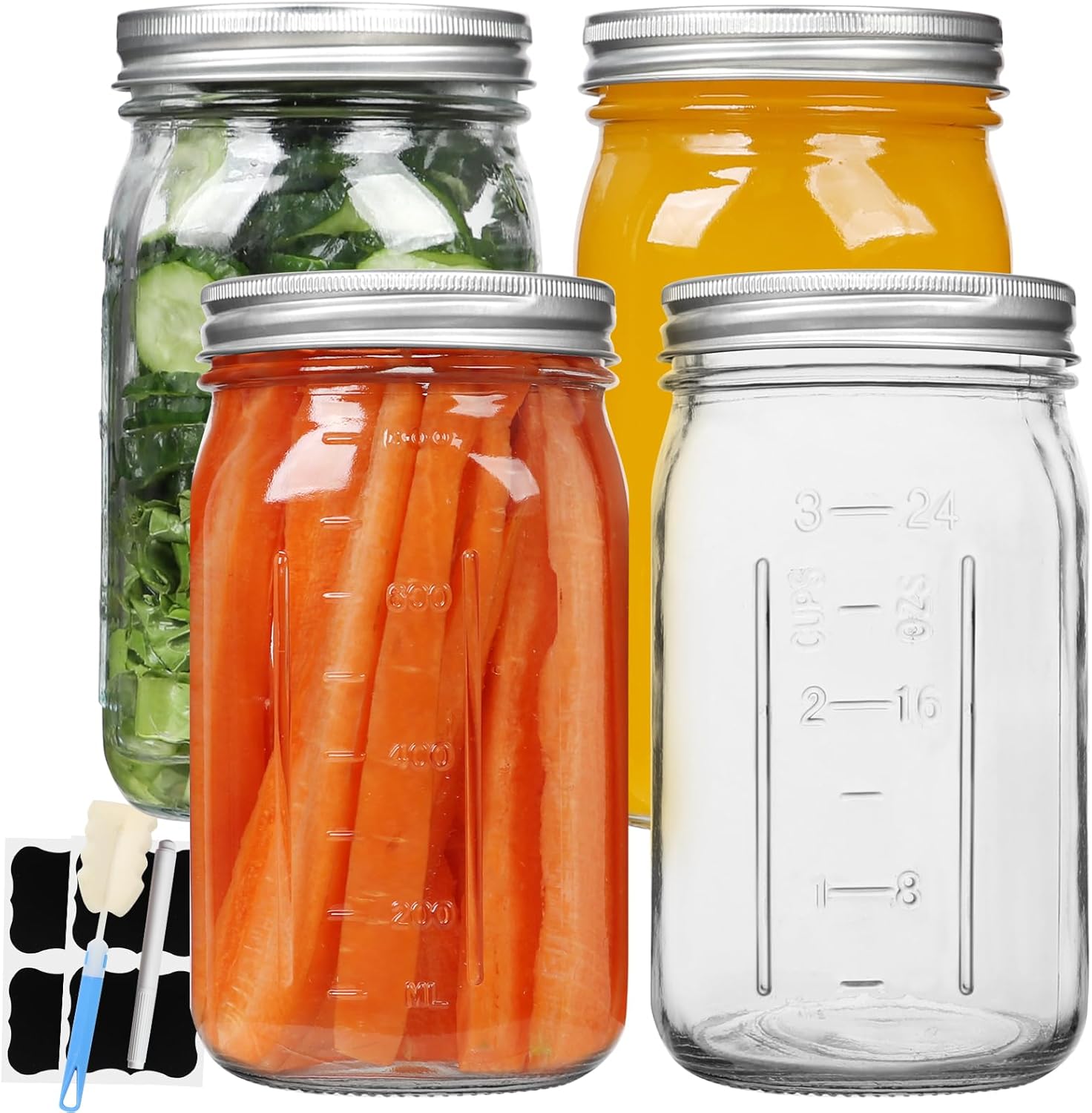 STARSIDE 32 oz Glass Jars with Airtight Lids 4 Pack
