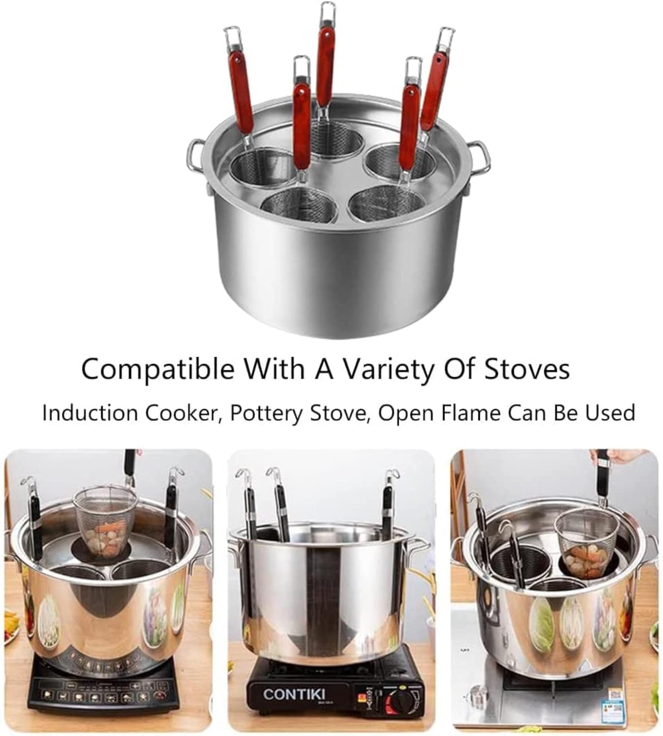 ANSNAL Stainless Steel Pasta Cooker Insert Set with 4 Holes