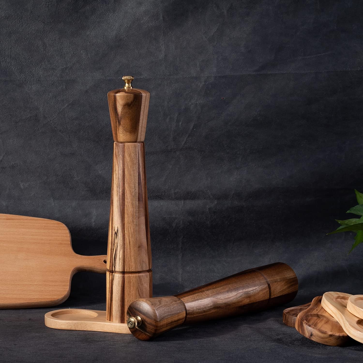 Salt and Pepper Mill Tray - Rubber Wood 6 cm Inner Diameter