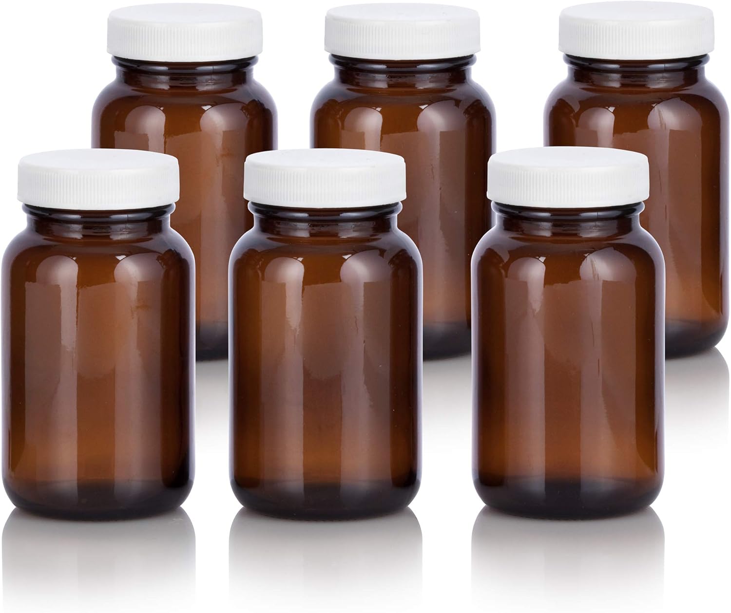 JUVITUS 5 oz Amber Glass Packer Bottles 6 Pack