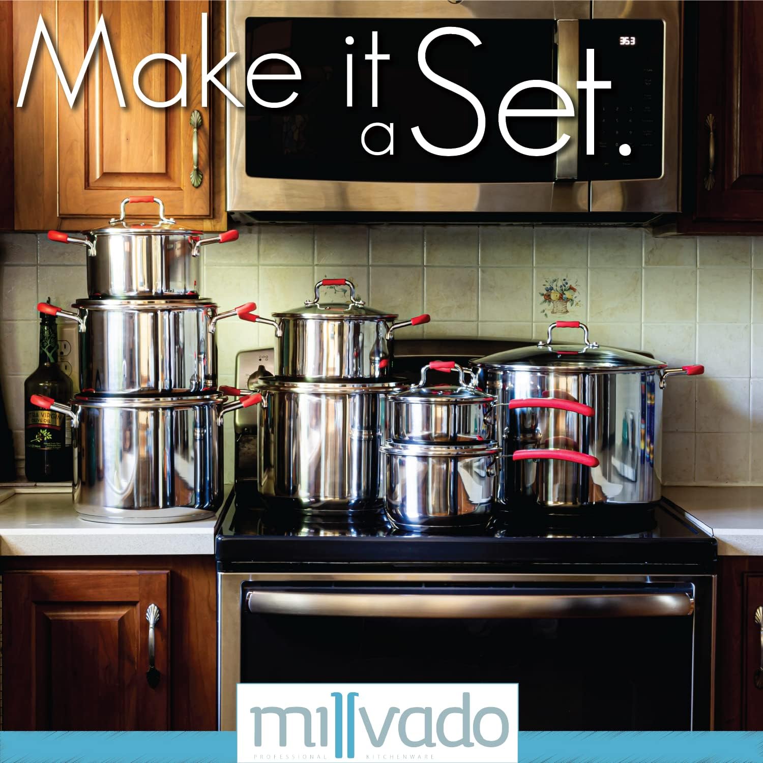 Millvado 6 Quart Stock Pot with Glass Lid and Steam Hole