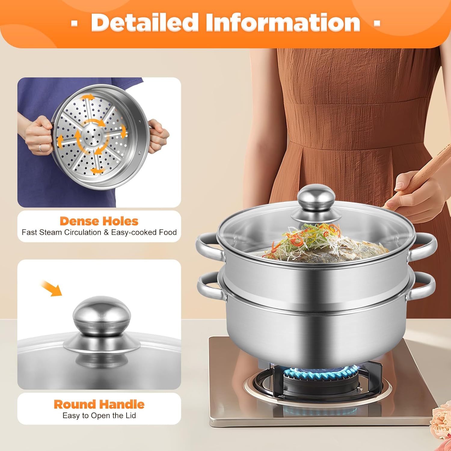 Kangten 5 Tier Stock Pot and Steamer Set