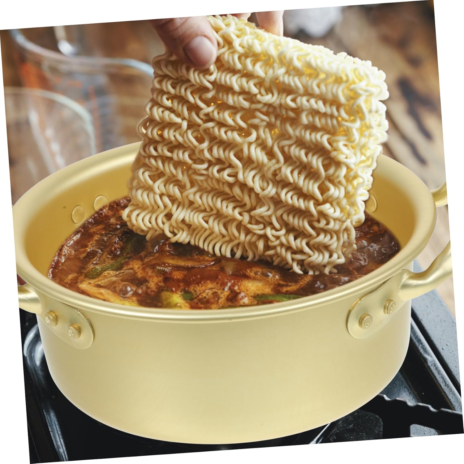 EXHUMKY Korean Ramen Pot Set with Spoon and Chopsticks