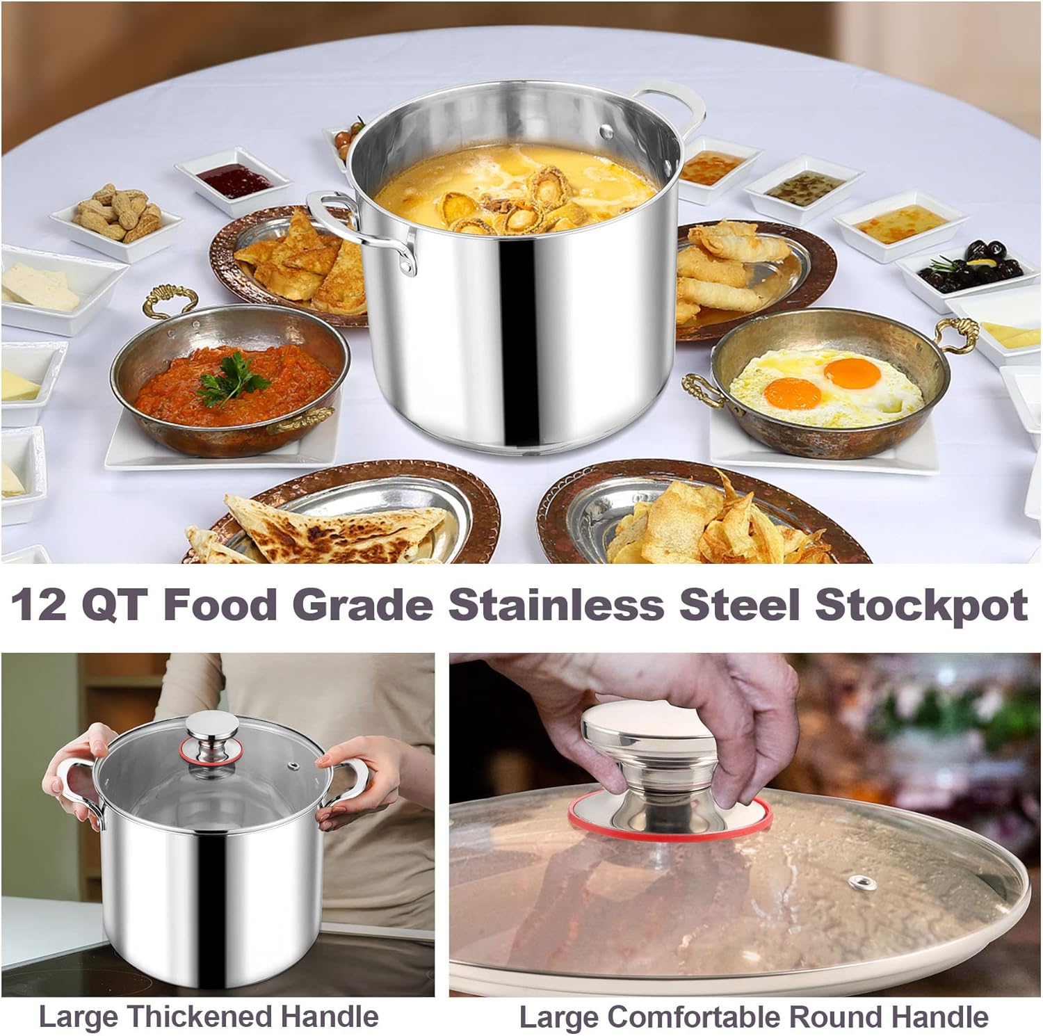 LIANYU 12QT Stainless Steel Stockpot with Lid 1