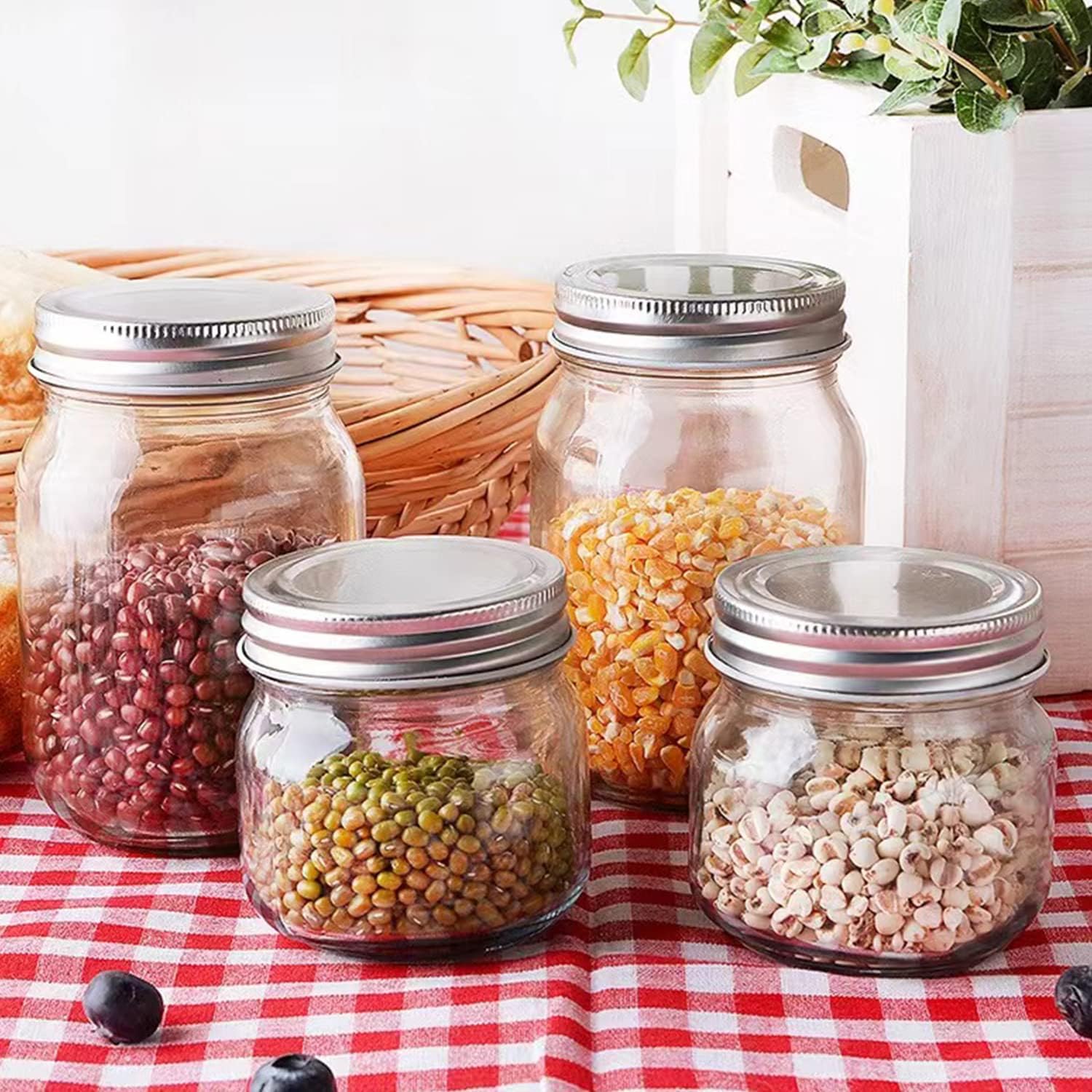 QAPPDA 8 oz Mason Jars with Silver Lids Set of 30