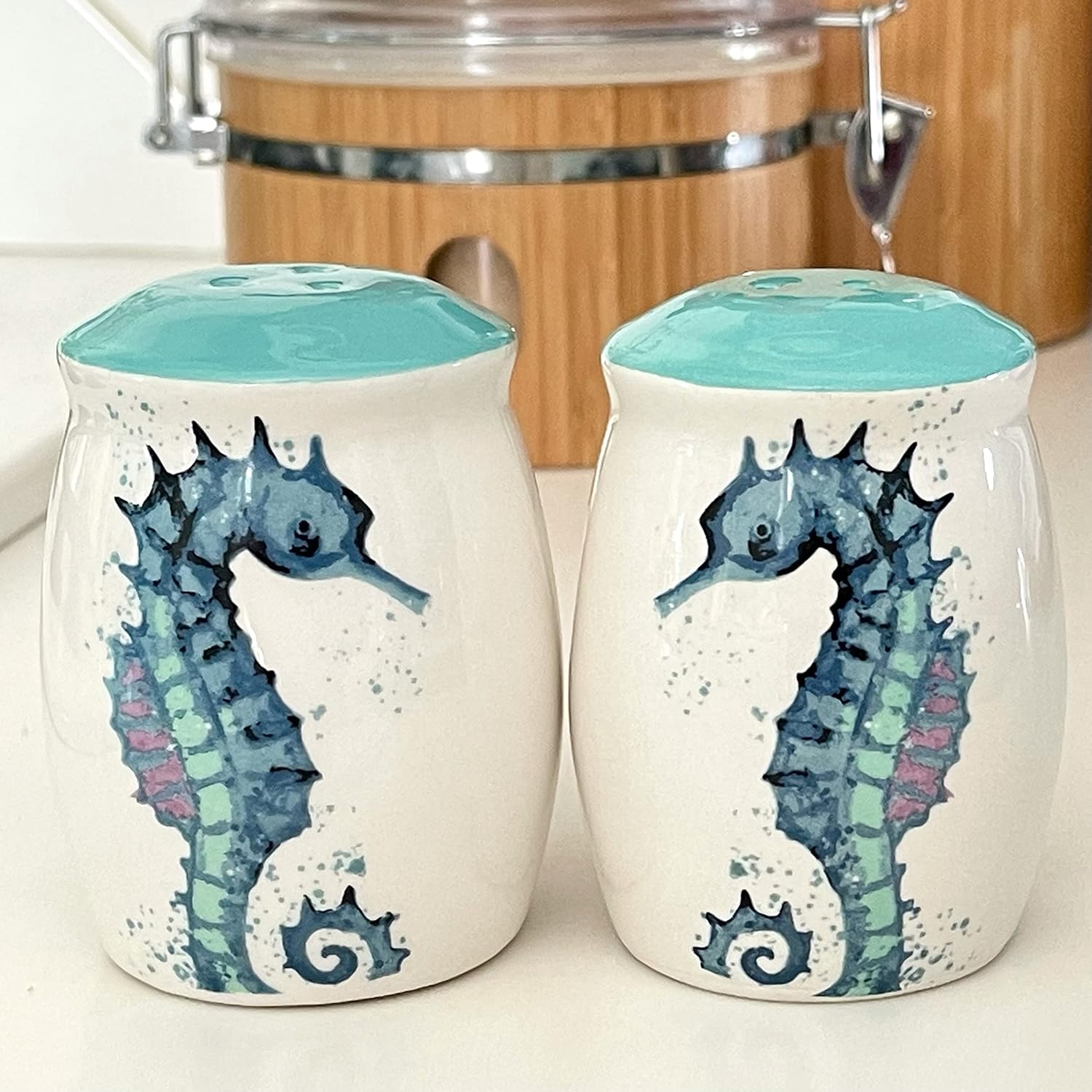 Rengra Ceramic Seahorse Salt Pepper Shakers Set