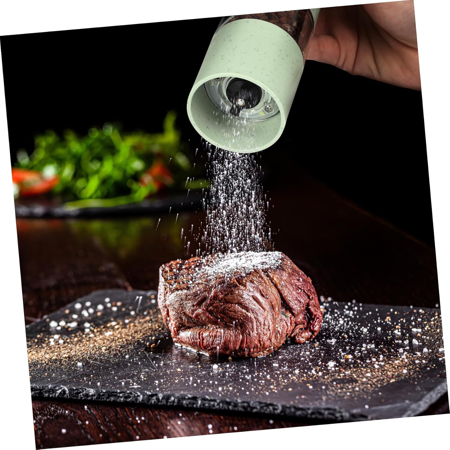 Cabilock 2pcs Adjustable Coarseness Salt Pepper Shaker Set with Stand