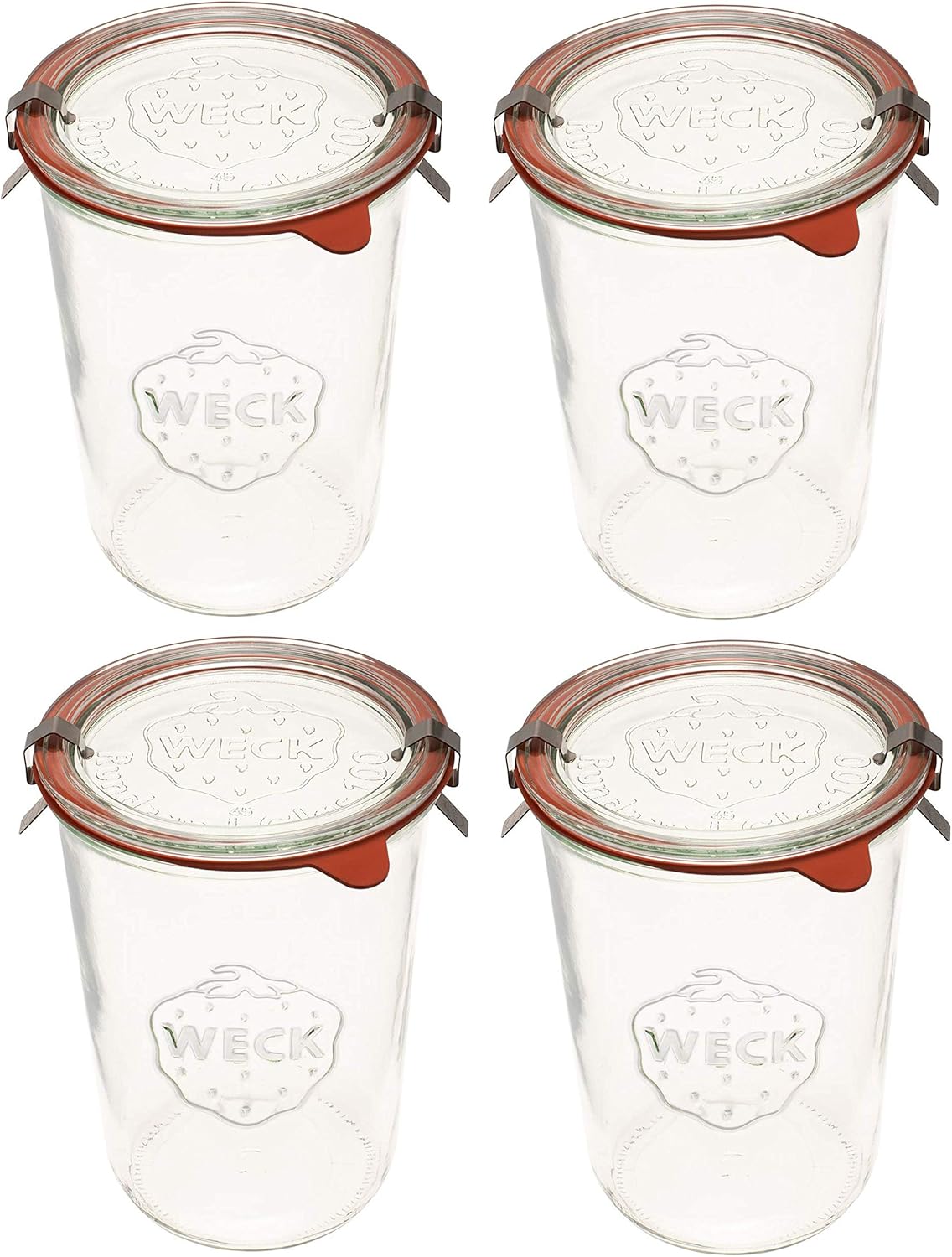 Weck Canning Jars Set of 4 - 34 Liter Glass Jars with Airtight Lids