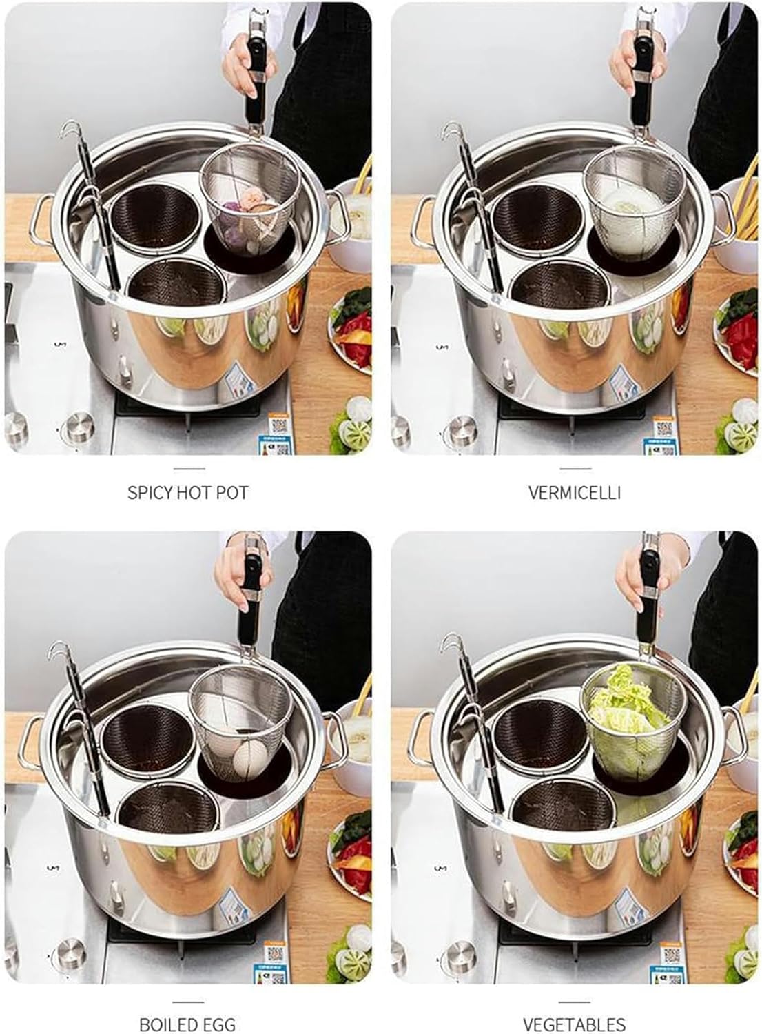 DAOUXIAOSP 5 Hole Pasta Cooker Set with Strainer Basket