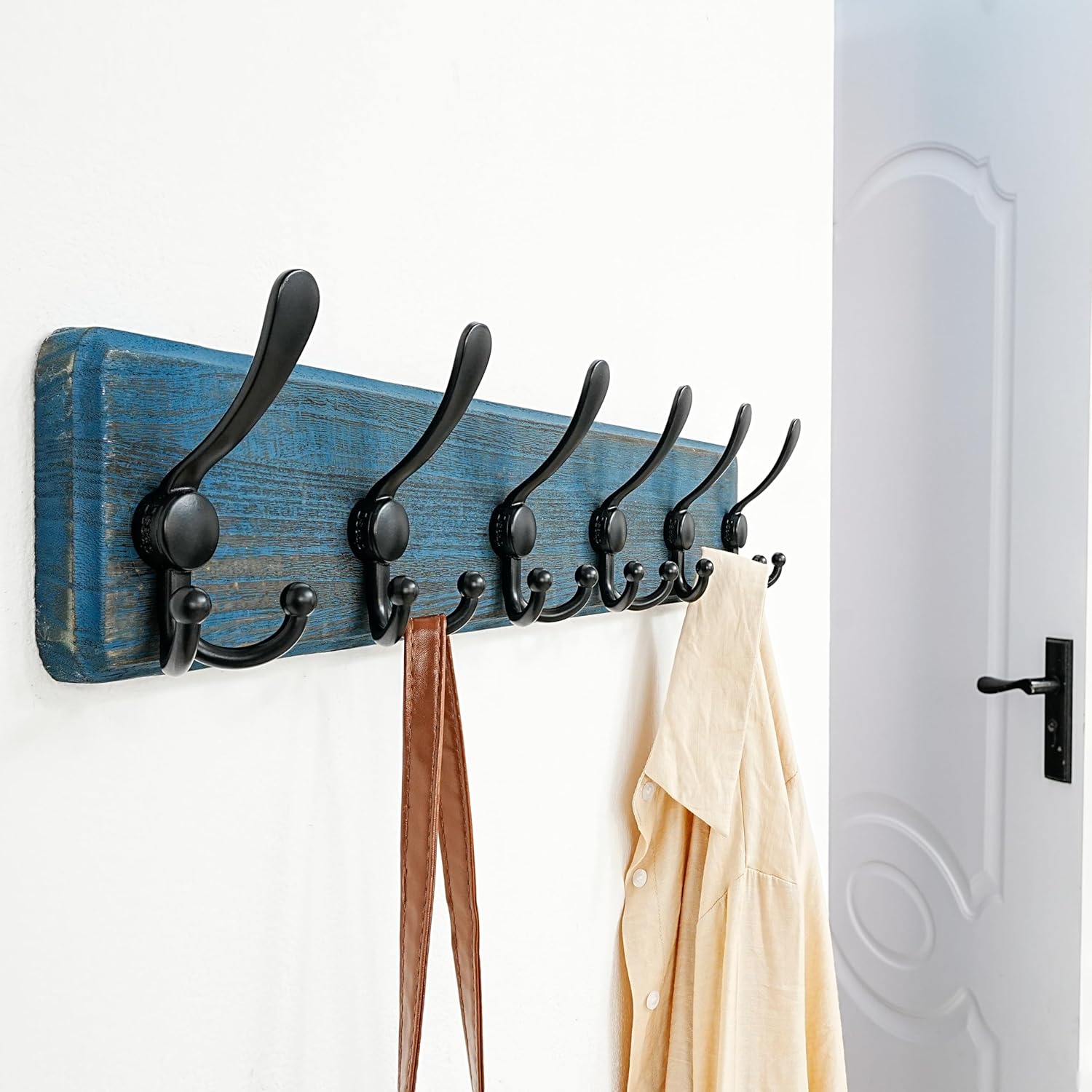 Dseap Wall Mounted Coat Rack 24 Long 6 Triple Hooks