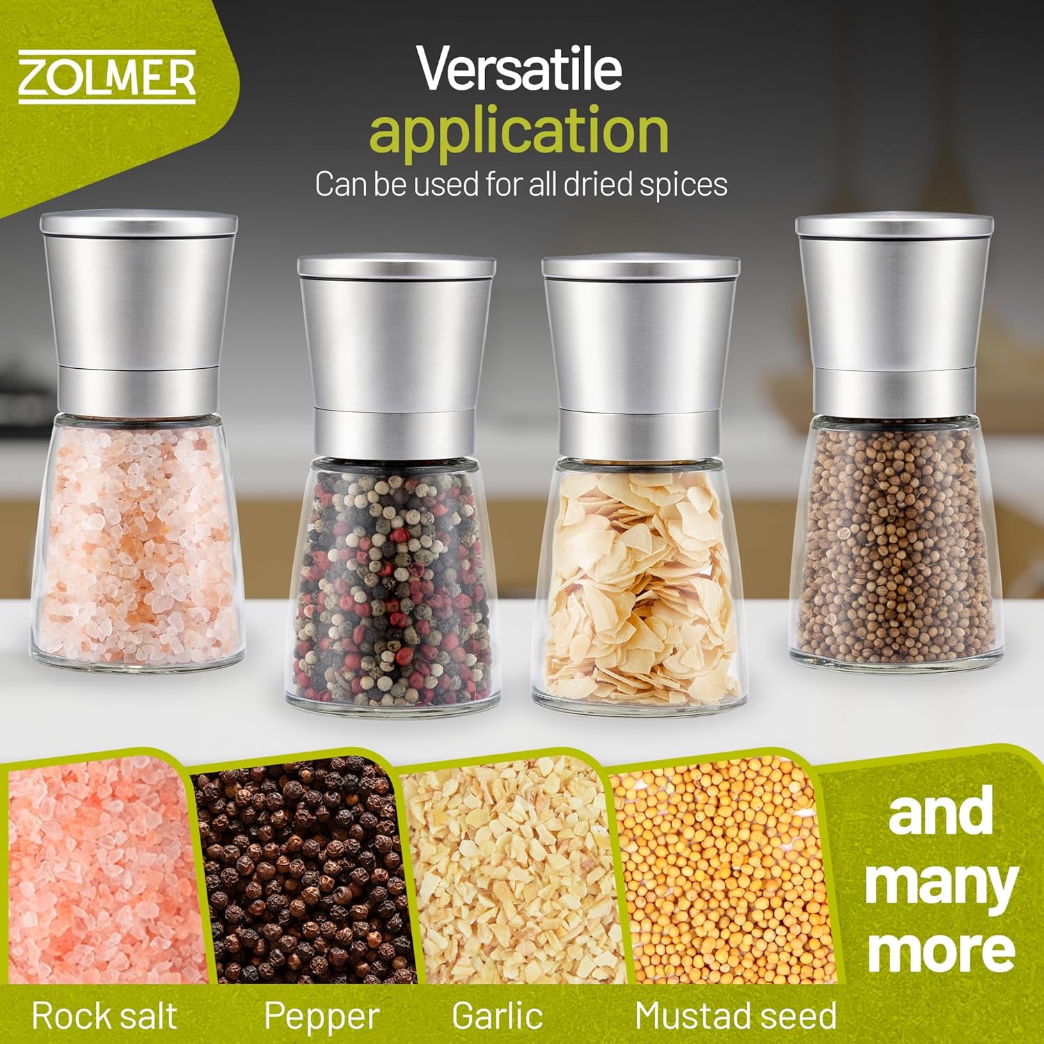 ZOLMER Premium Salt and Pepper Grinder Set