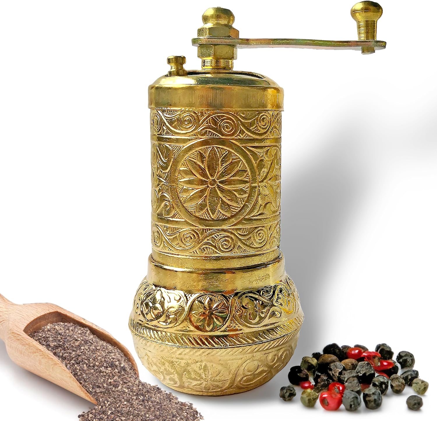 Carrina Gold Pepper Mill - Adjustable Spice Coffee Grinder