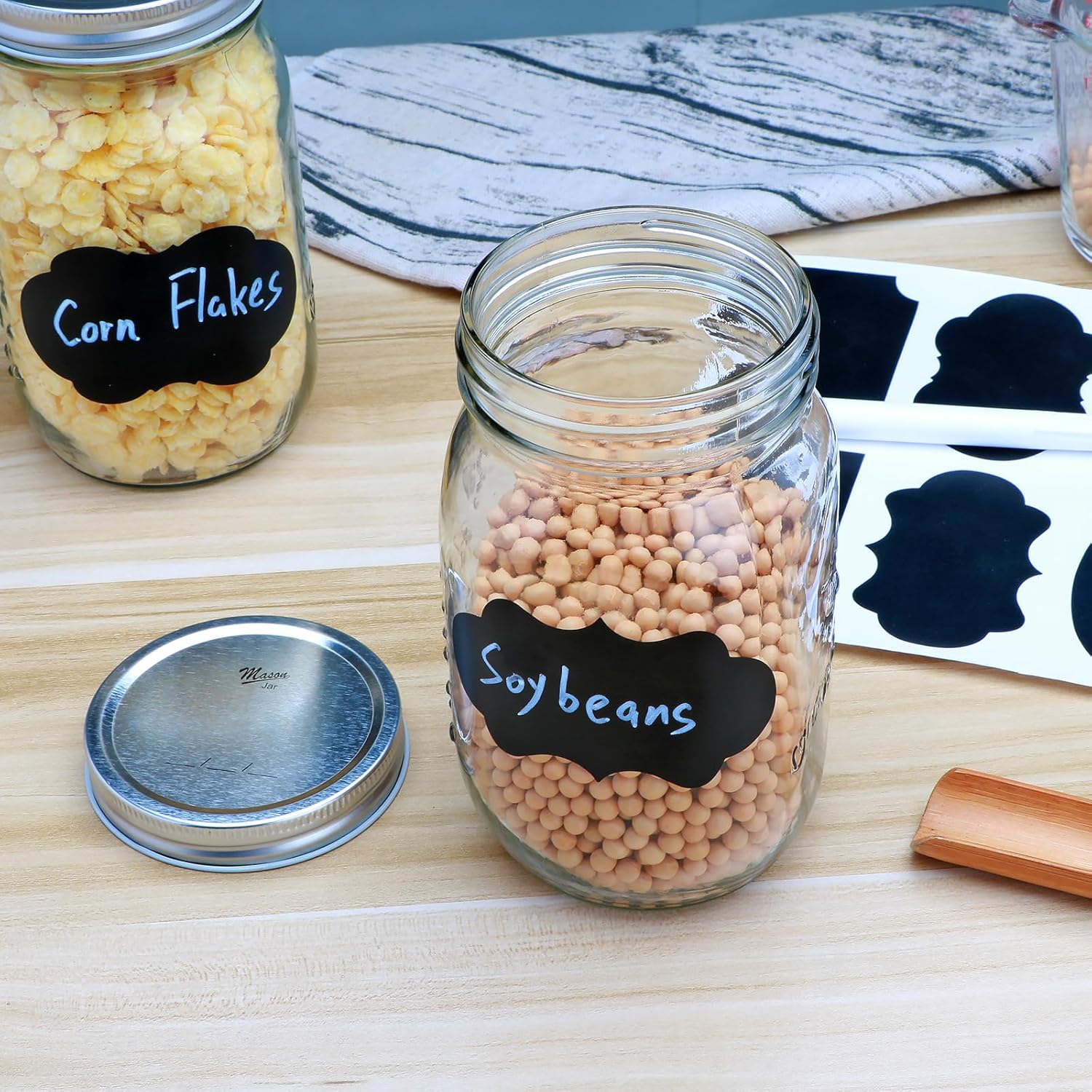 Flrolove 32 OZ Glass Jars 6 Pack with Airtight Lids