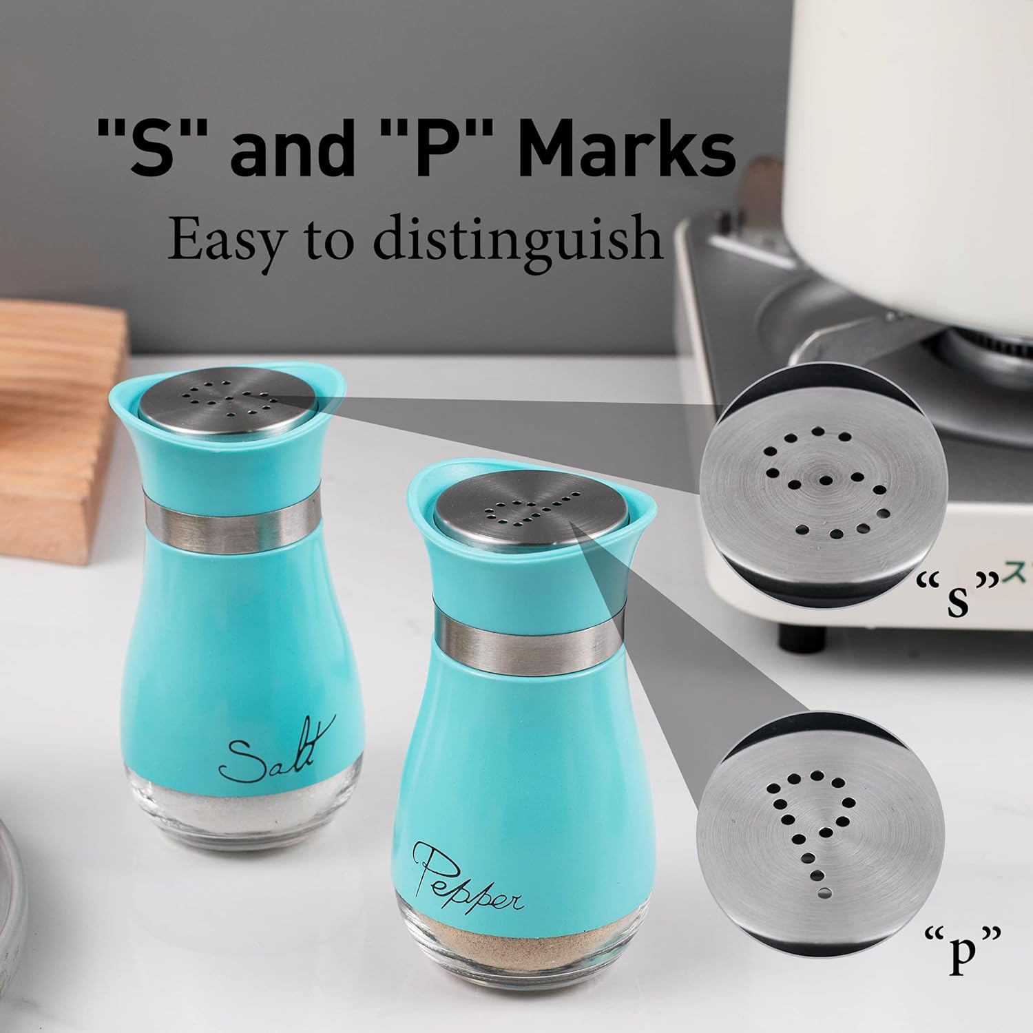 Lonffery Salt Pepper Shakers Set Turquoise