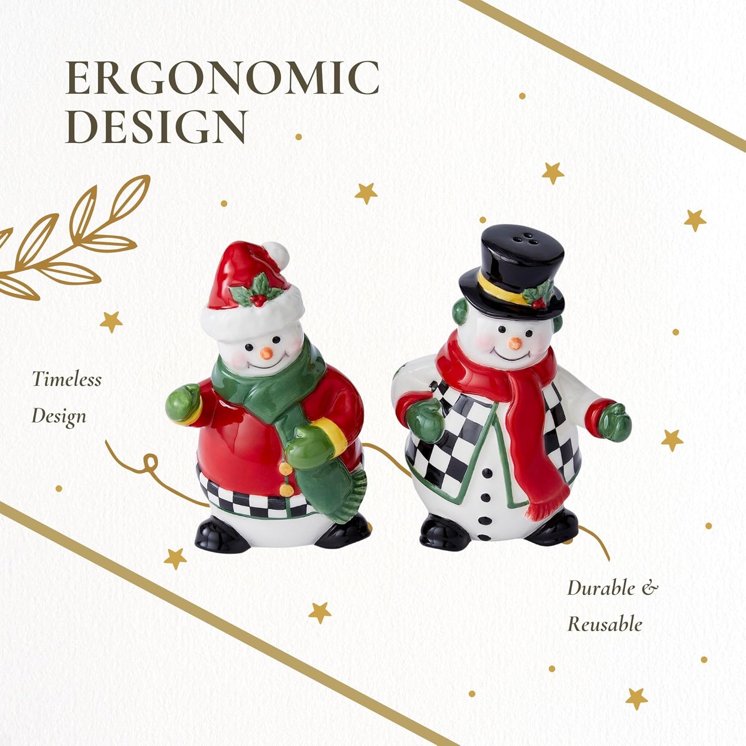 Spode Christmas Tree Snowman Salt Pepper Shaker Set