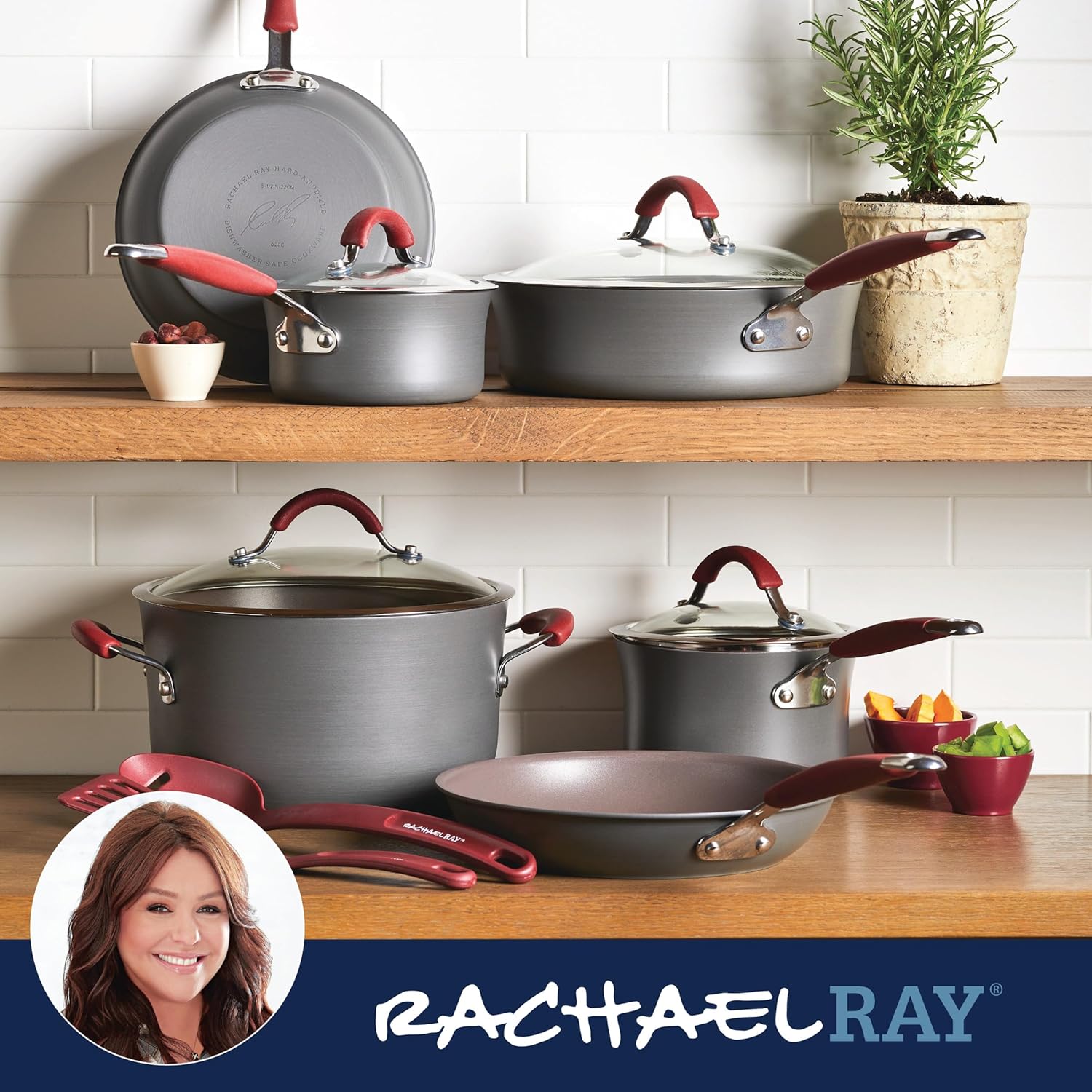 Rachael Ray 12-Piece Hard Anodized Nonstick Cookware Set