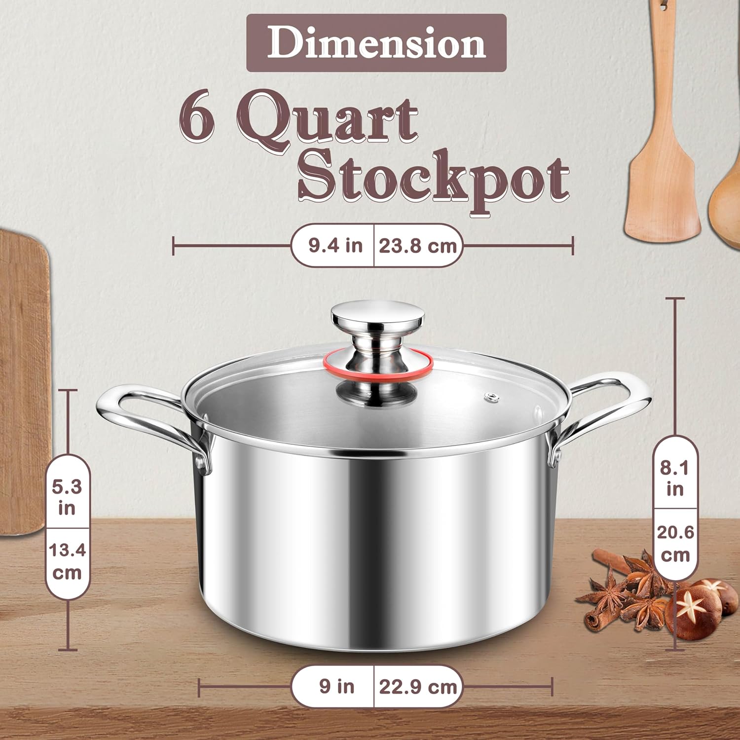 Herogo 6 Quart Stainless Steel Stock Pot with Lid