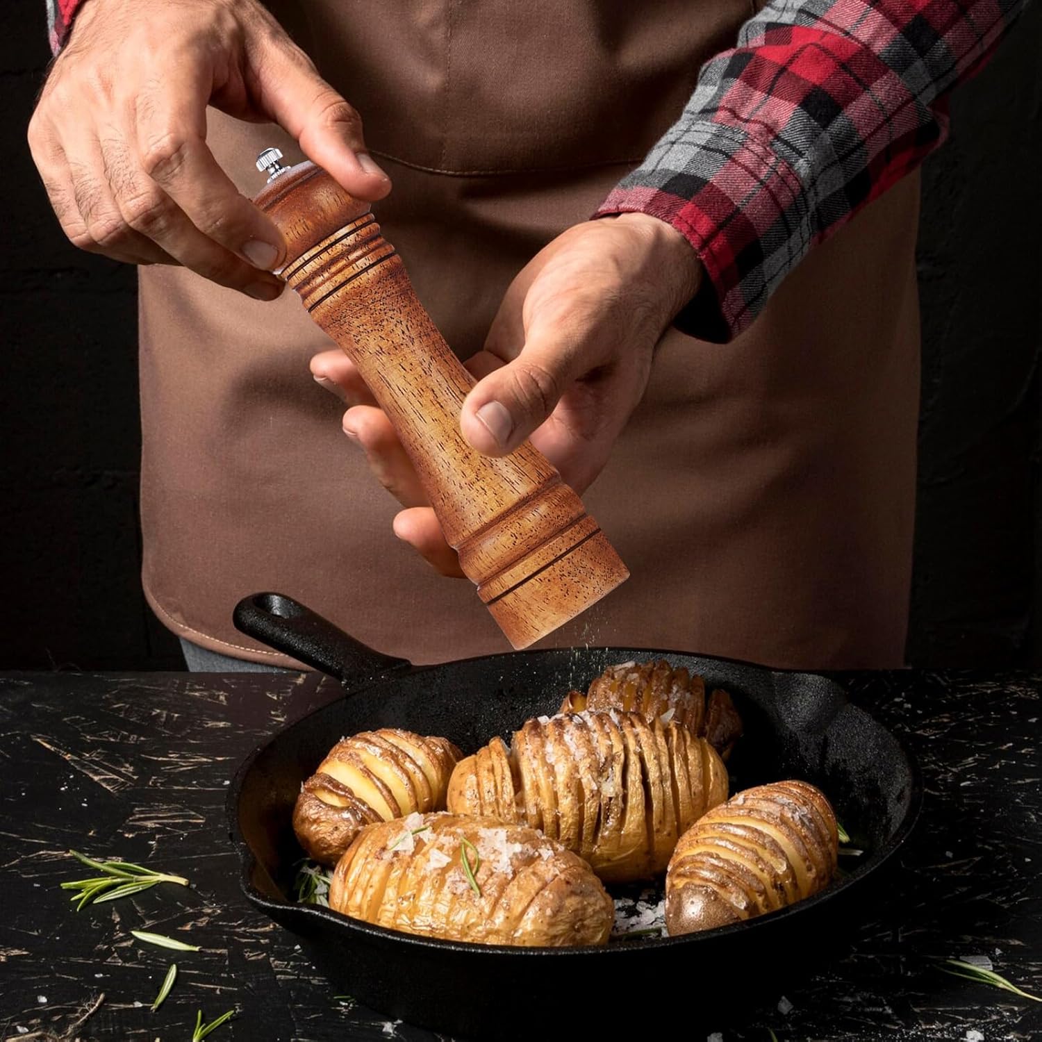 Perfekitsup Wood Pepper Grinder with Adjustable Coarseness