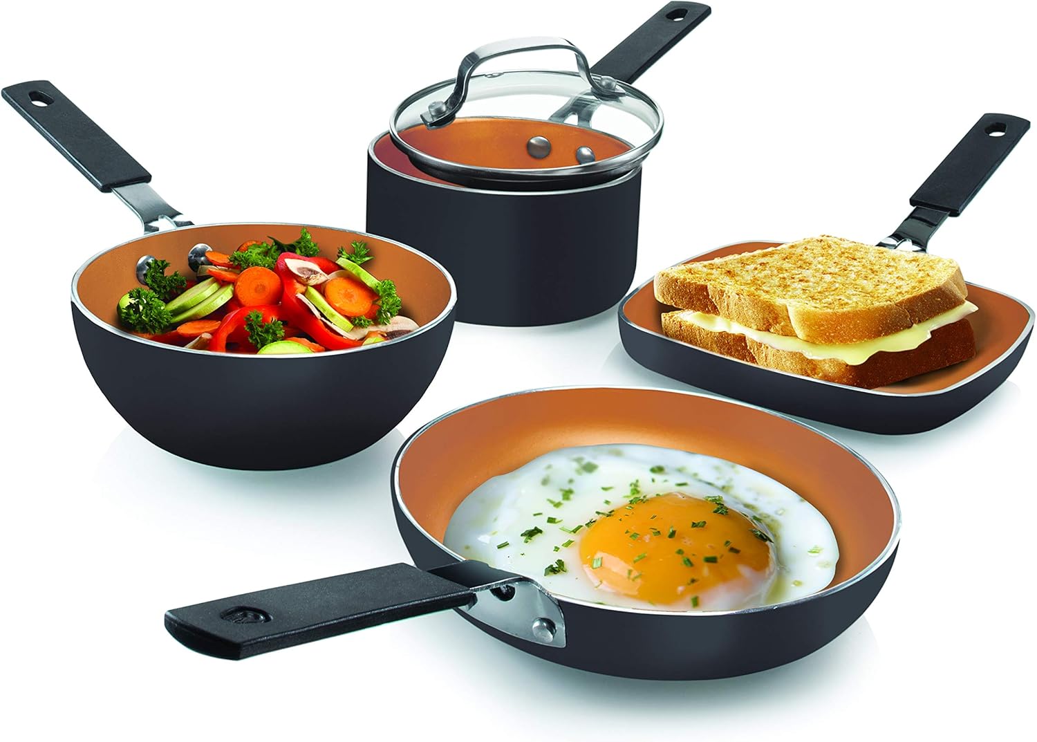 Gotham Steel Mini Stackmaster 5 Piece Cookware Set Nonstick Black