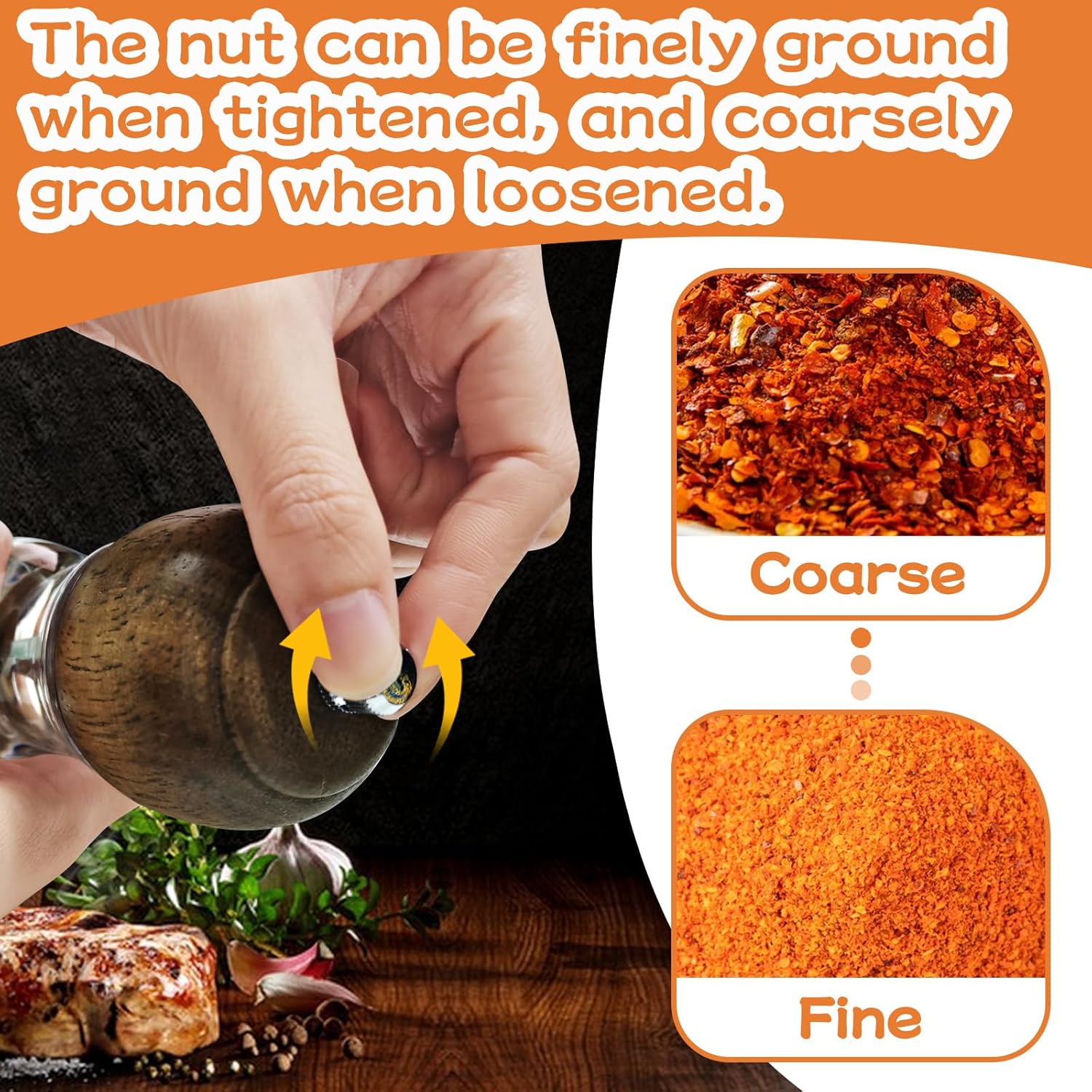 Feibety Salt and Pepper Grinder Set with Adjustable Coarseness
