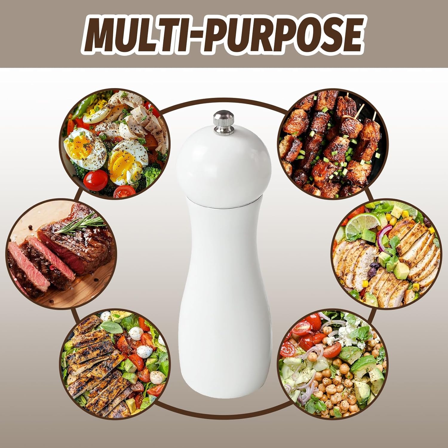 SHIKORI Wooden Salt and Pepper Mills Set with Adjustable Coarseness