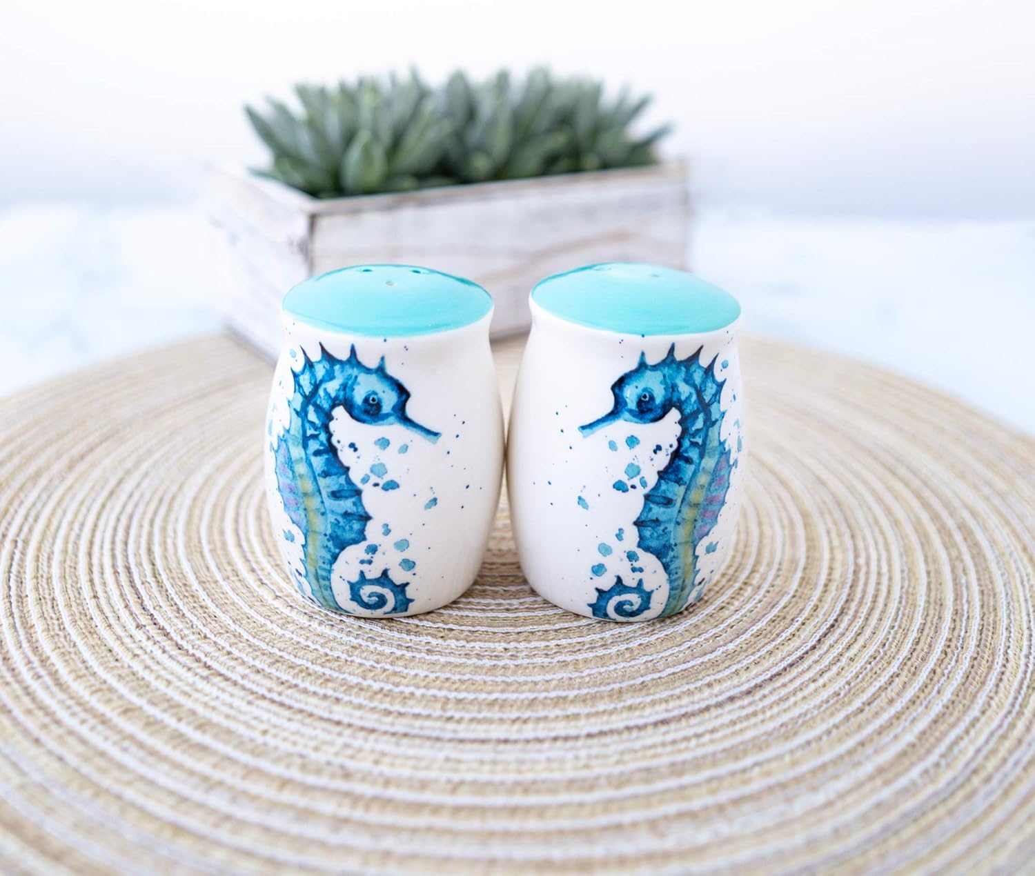Rengra Ceramic Seahorse Salt Pepper Shakers Set