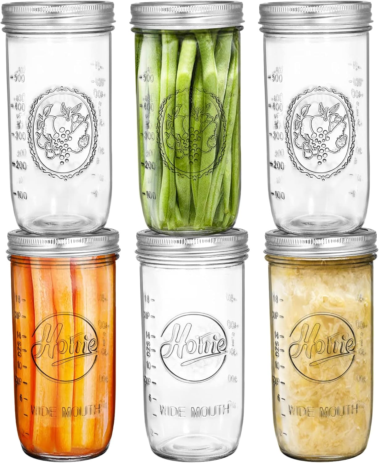 Tebery 6 Pack 24-Ounce Wide Mouth Canning Jars with Airtight Lids
