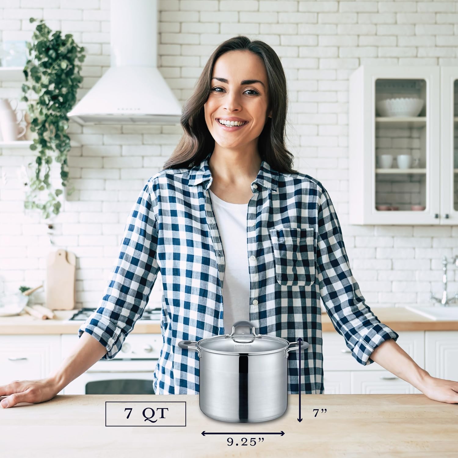 CONCORD 7 QT Stock Pot with Glass Lid and Triply Bottom