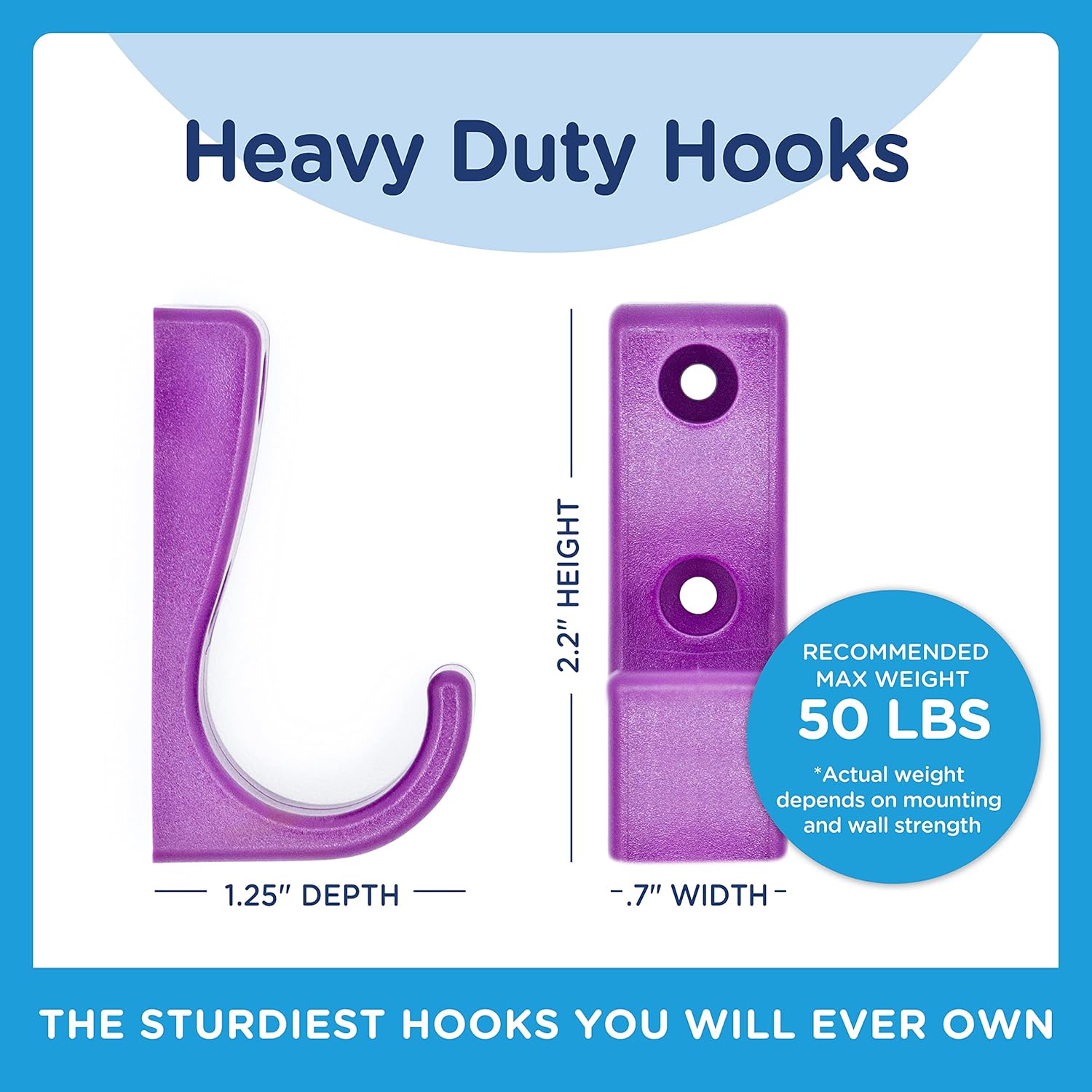 Toughook Heavy Duty J Hooks 7-Pack for Coats and Backpacks