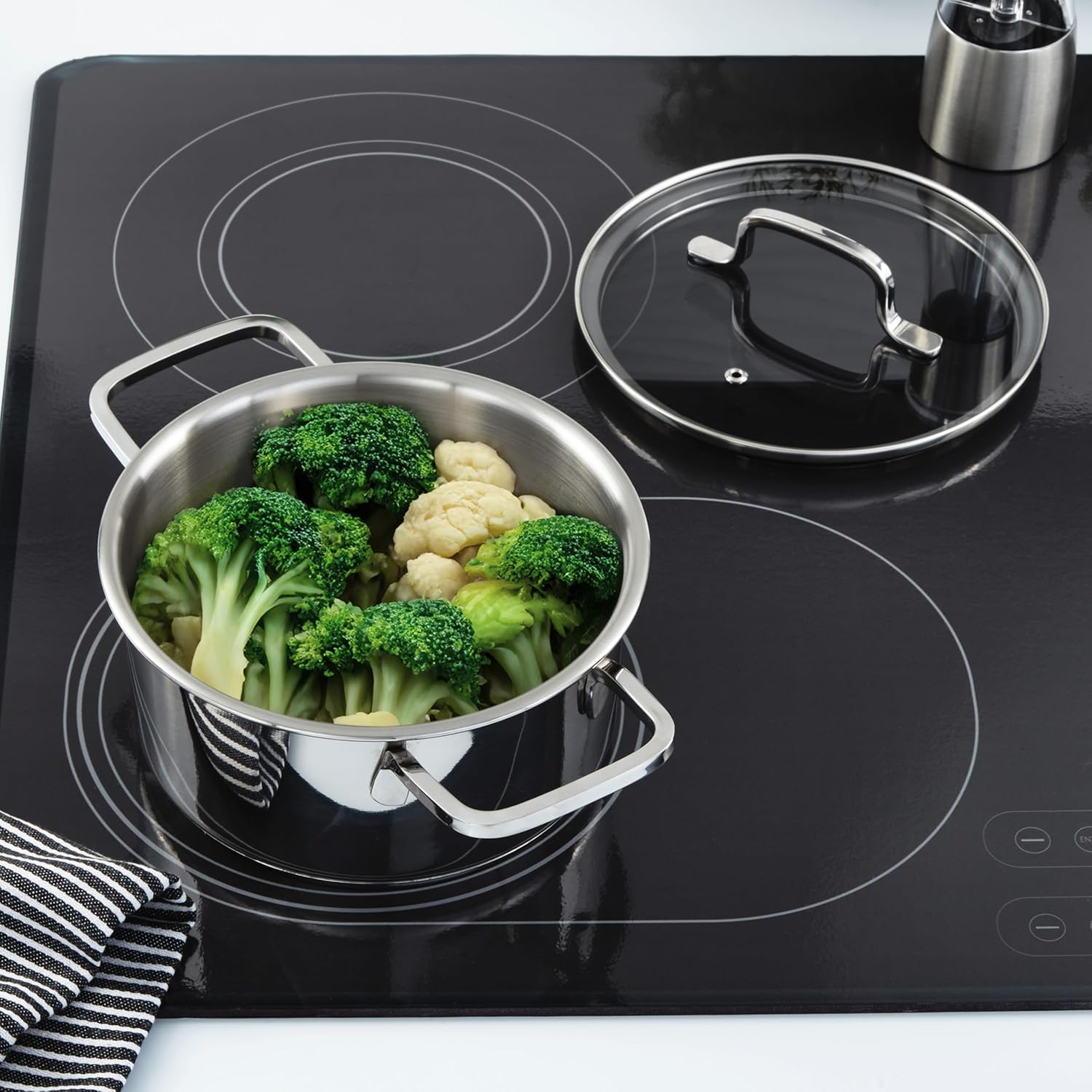 BergHOFF Helix 725in Stockpot 22qt Glass Lid Stainless Steel Induction