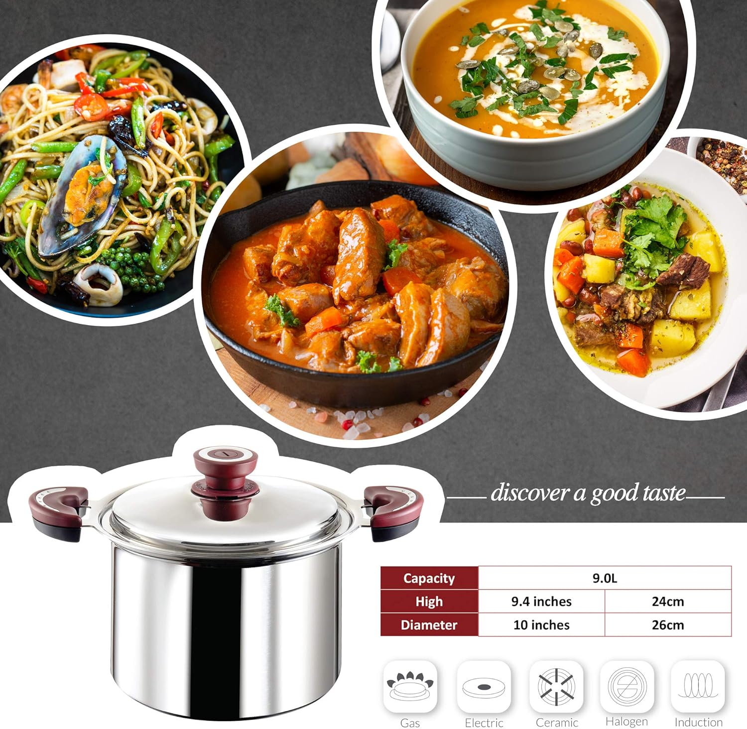 BUFFALO Stainless Steel Stock Pot 10 Inch with Lid