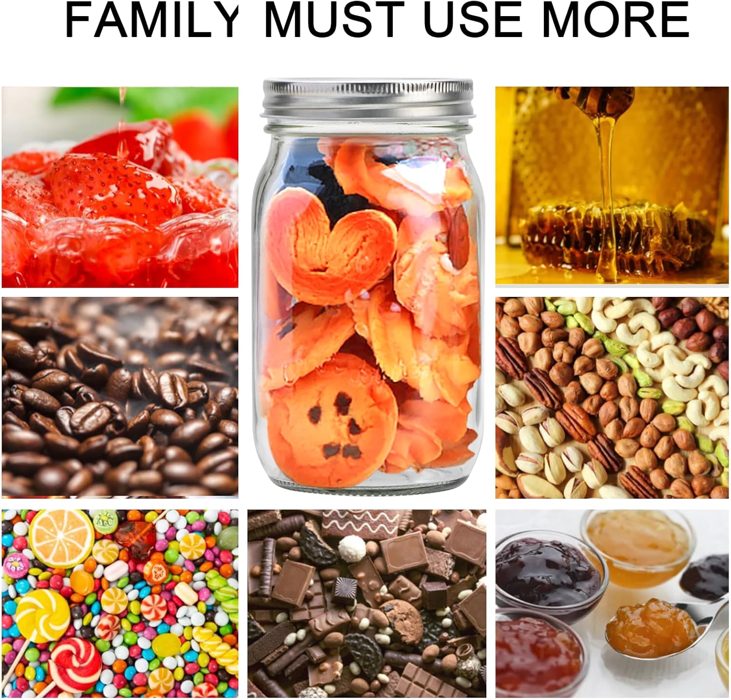Flrolove 32 OZ Glass Jars 6 Pack with Airtight Lids