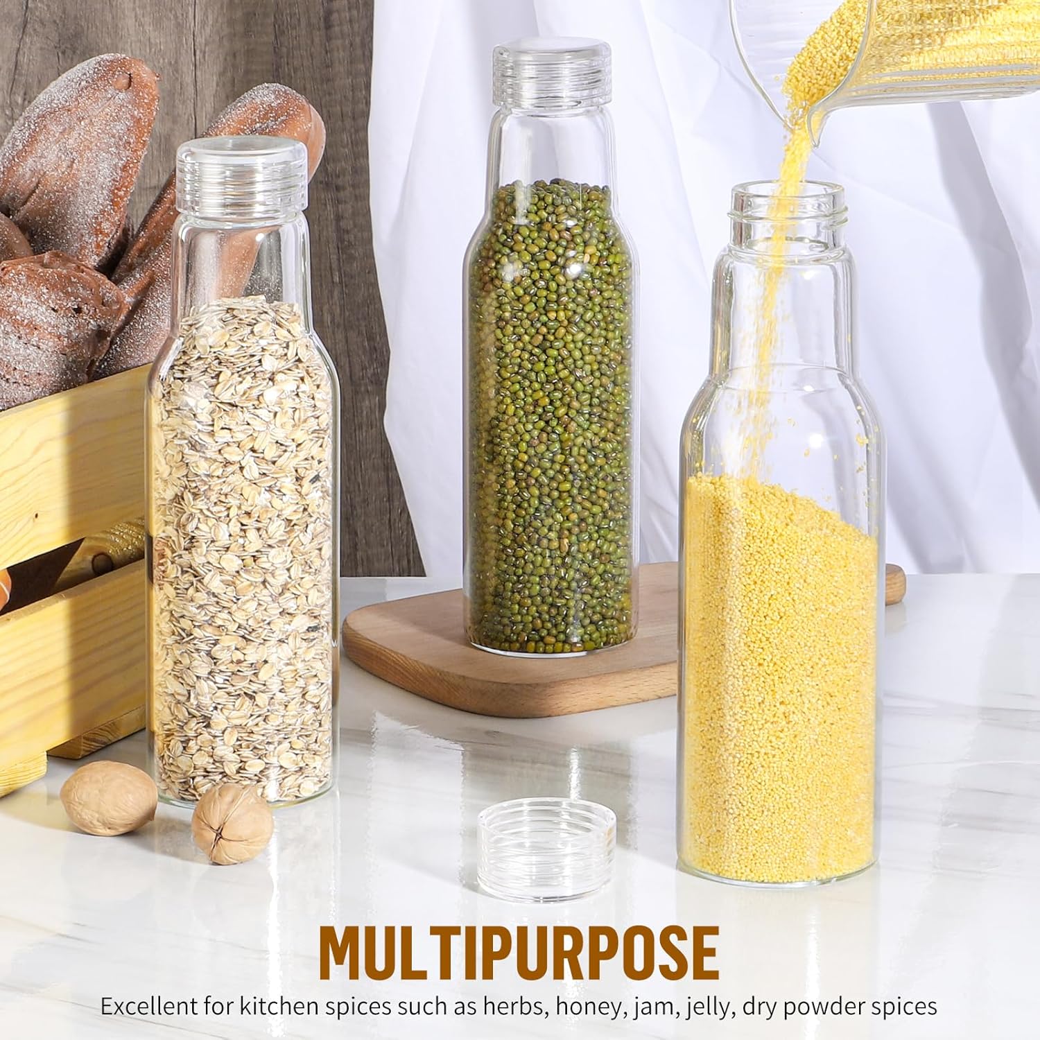 25oz Borosilicate Glass Bottles with Lids 2 Pack