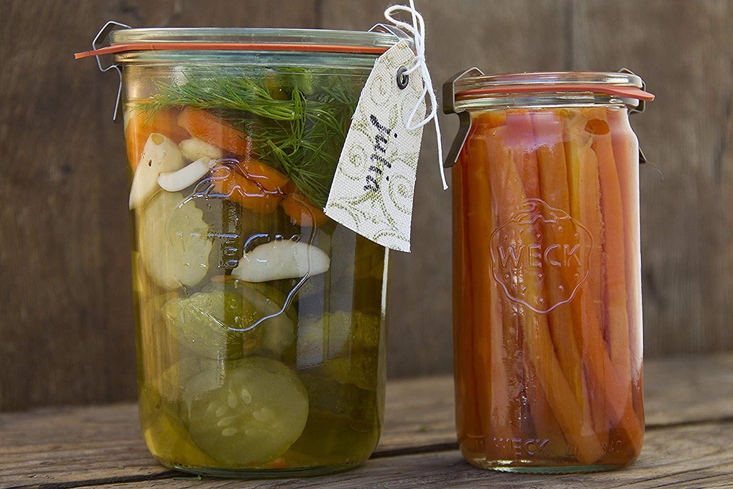 Weck Canning Jars Set of 4 - 34 Liter Glass Jars with Airtight Lids