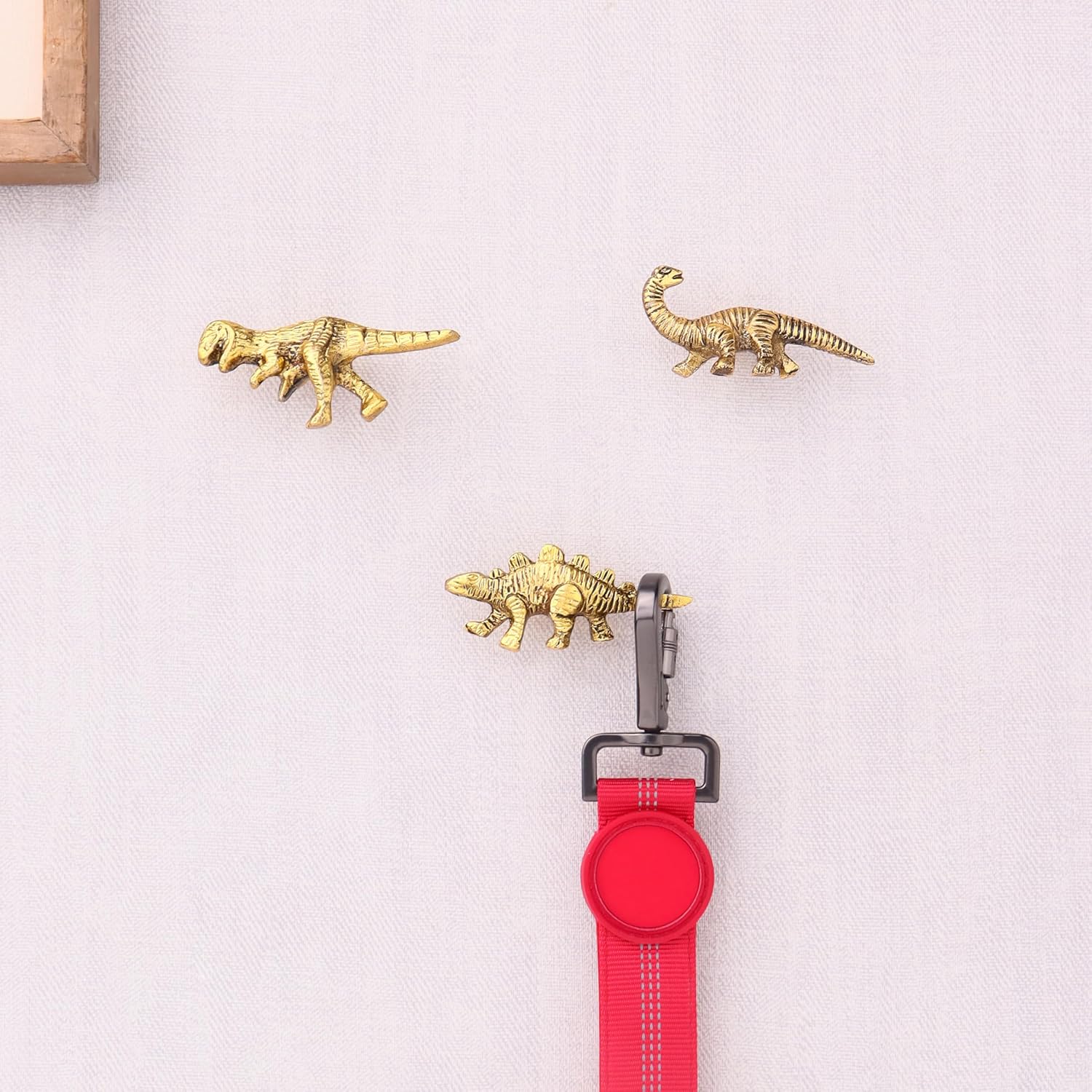 Indian Shelf 3 Piece Gold Dinosaur Wall Hooks for Kids