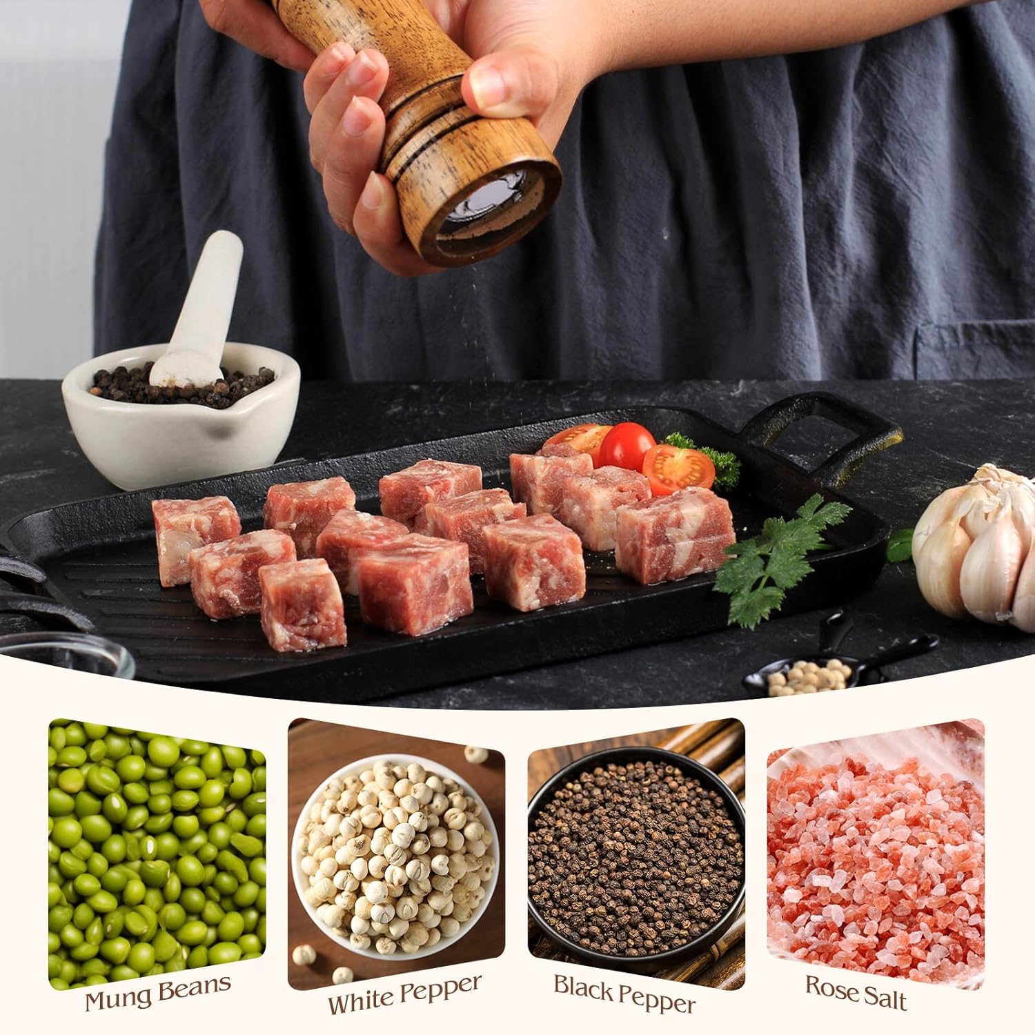Perfekitsup Wood Pepper Grinder with Adjustable Coarseness