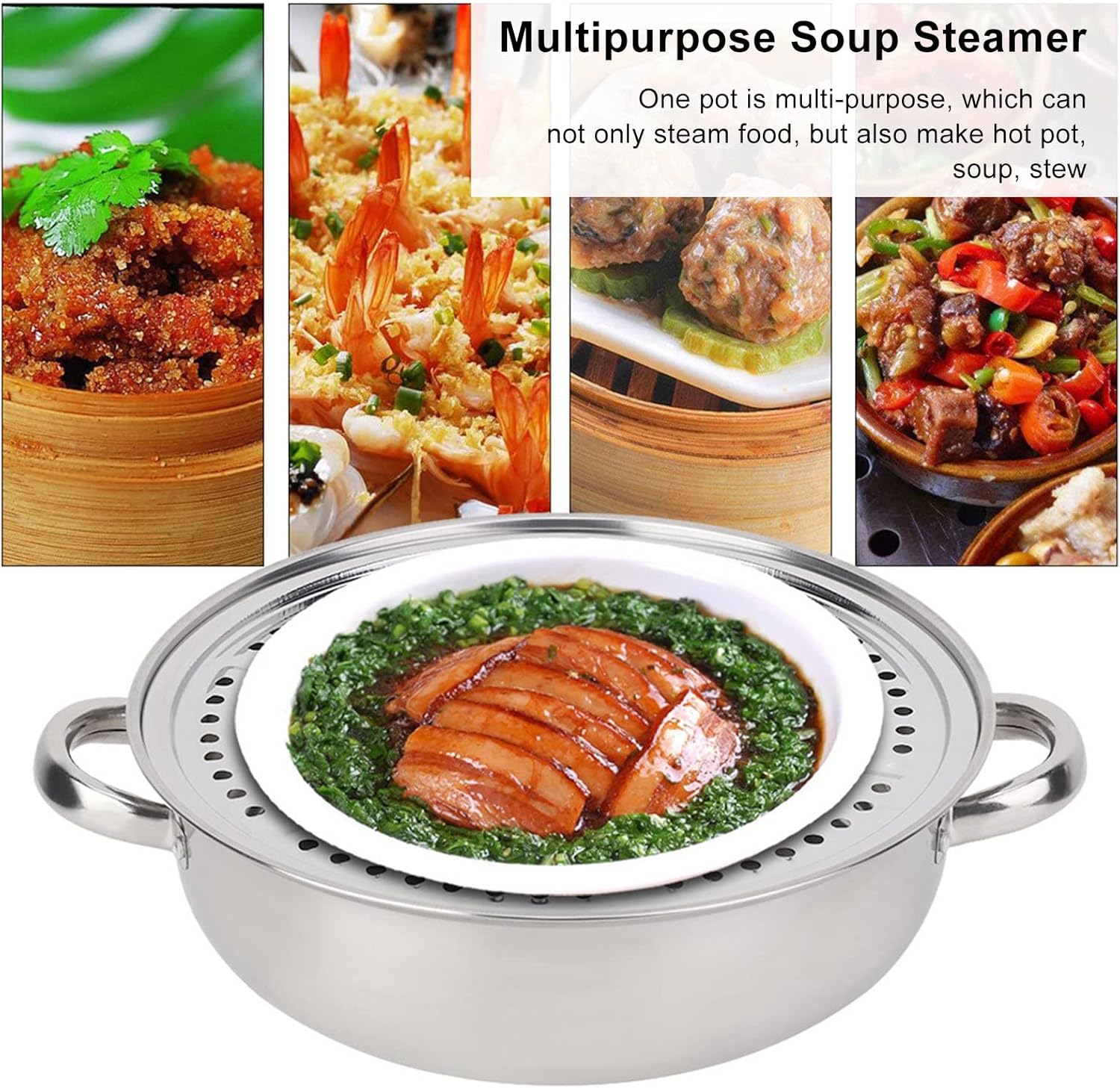 Alvinlite 11 Stainless Steel Steamer Pot with Lid and Handles