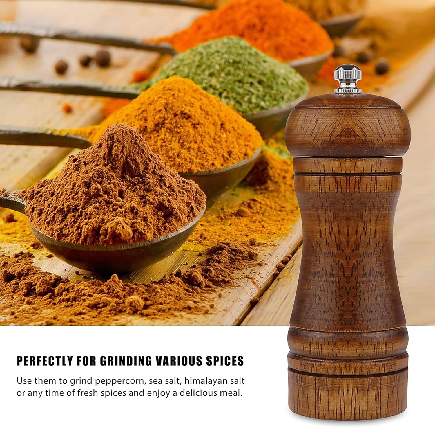 Powstro 5 Inch Adjustable Pepper Mill Set 2Pack