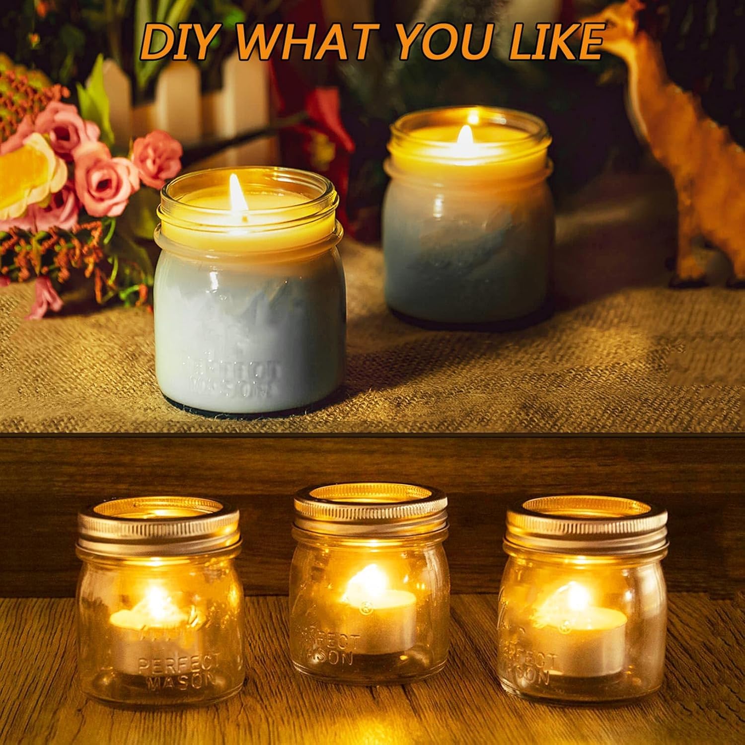 Tynatune 8 Oz Mason Jars 12 Pack with Lids and Bands
