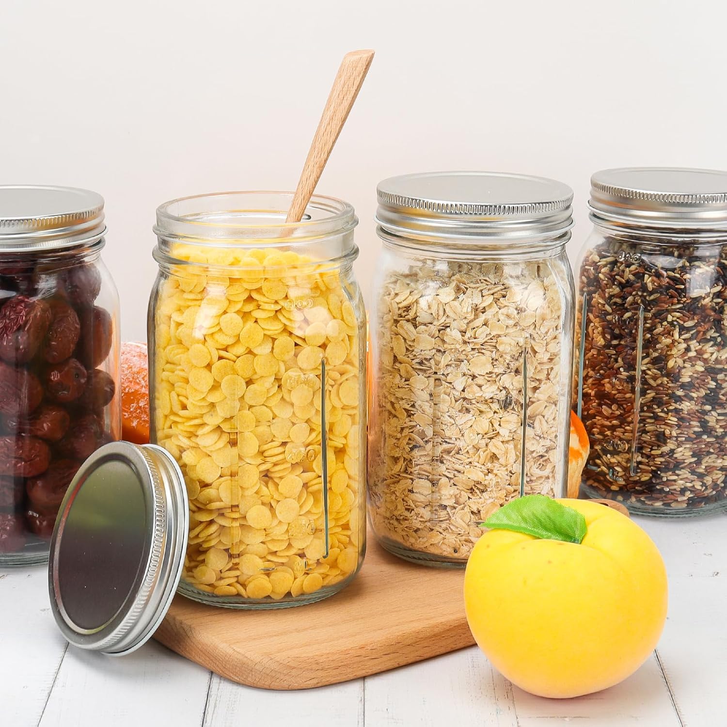 DHSBTLS 32 oz Glass Mason Jars 12 Pack