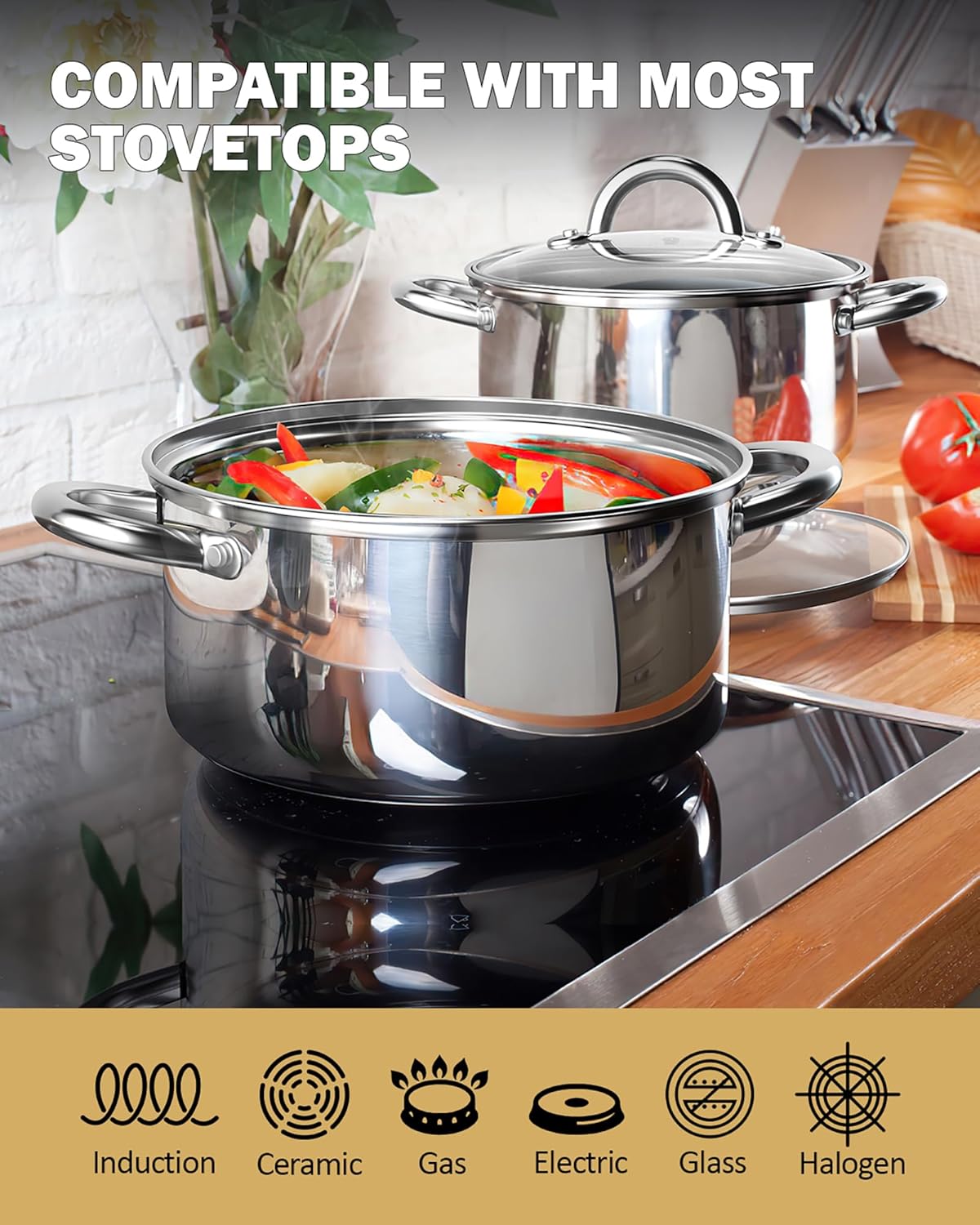 Cook N Home 8 Quart Stockpot with Tempered Glass Lid 1