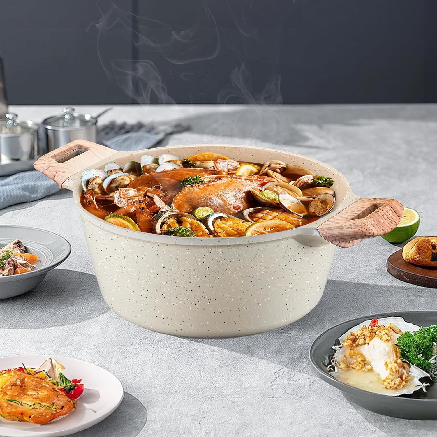 TIPTAP Nonstick Stock Pot with Lid 4L Granite Cookware