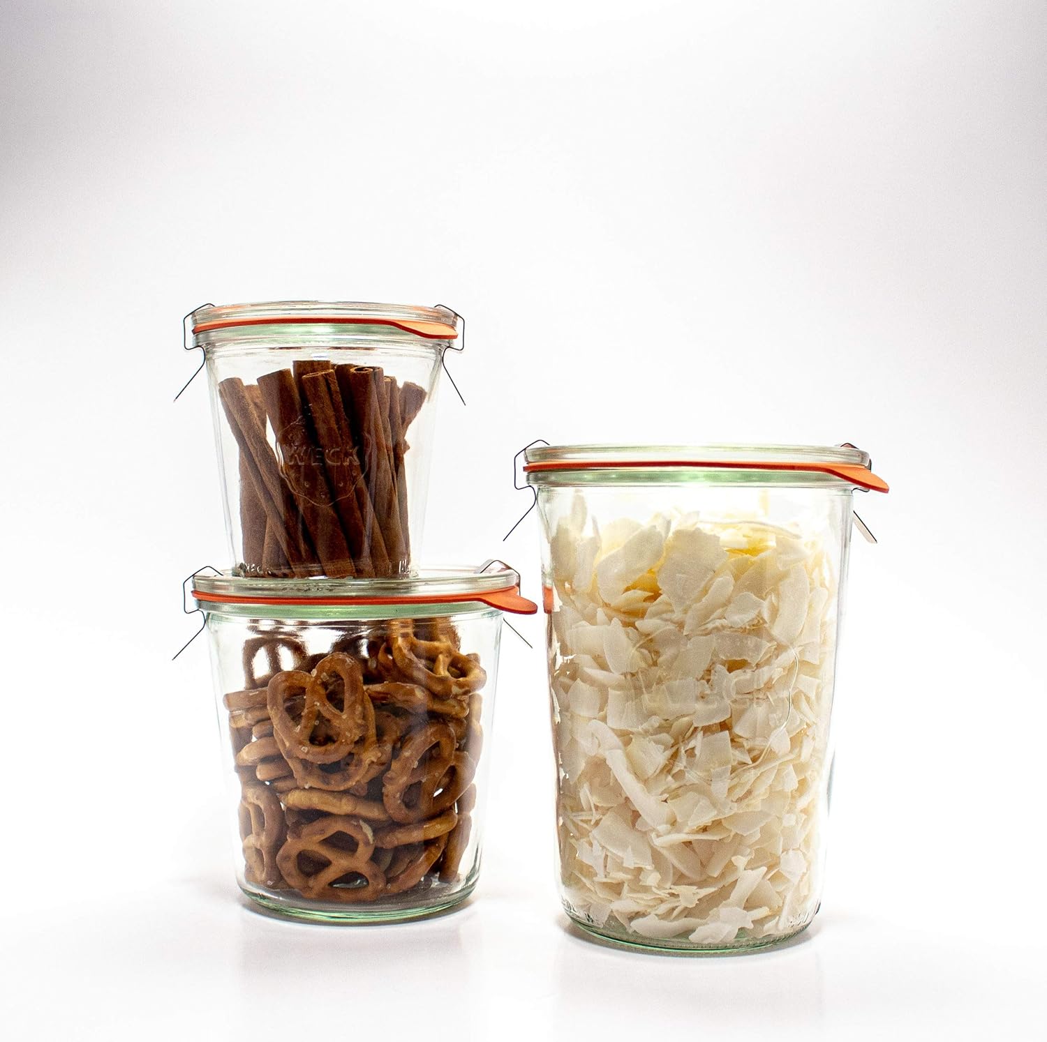 Weck Canning Jars Set of 4 - 34 Liter Glass Jars with Airtight Lids