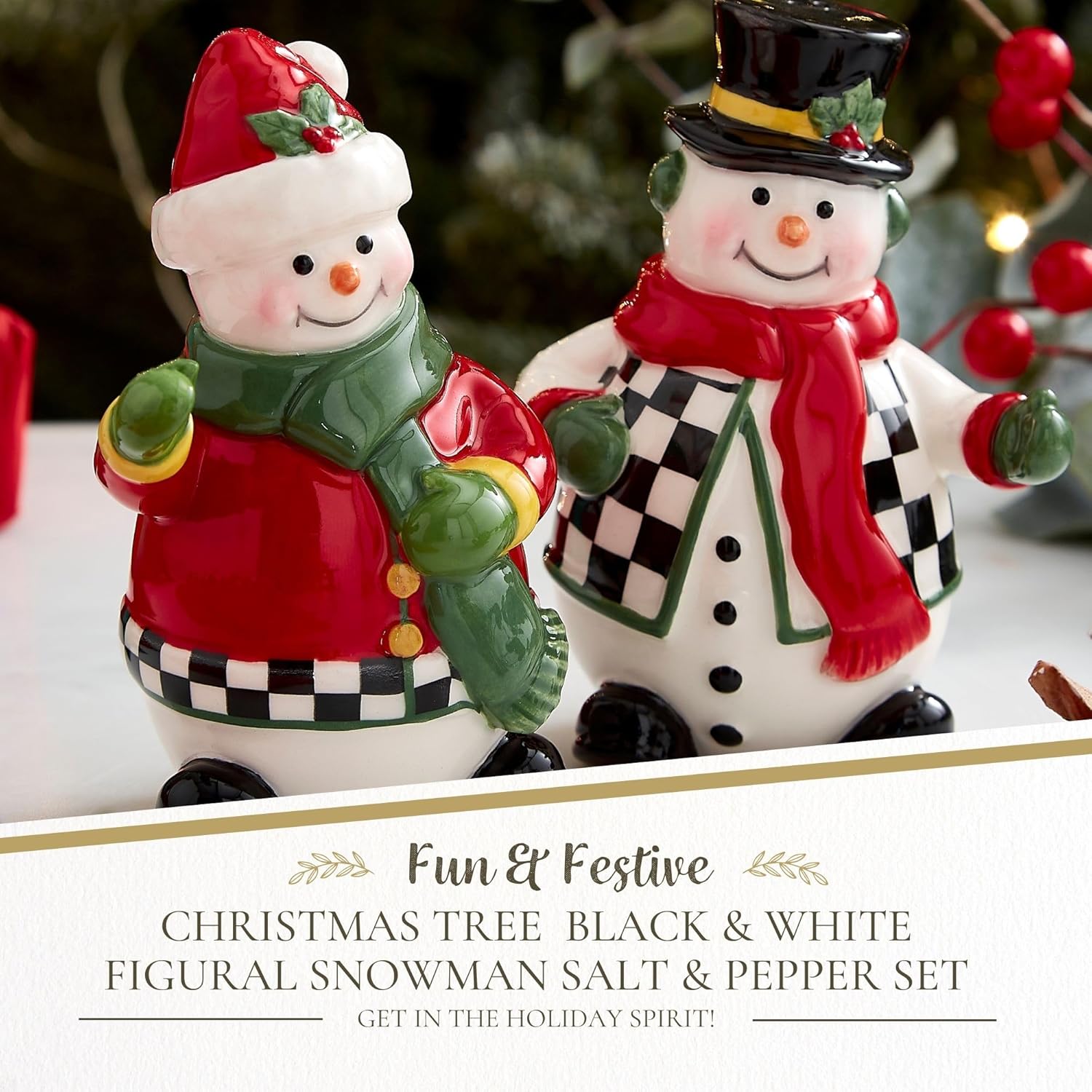 Spode Christmas Tree Snowman Salt Pepper Shaker Set