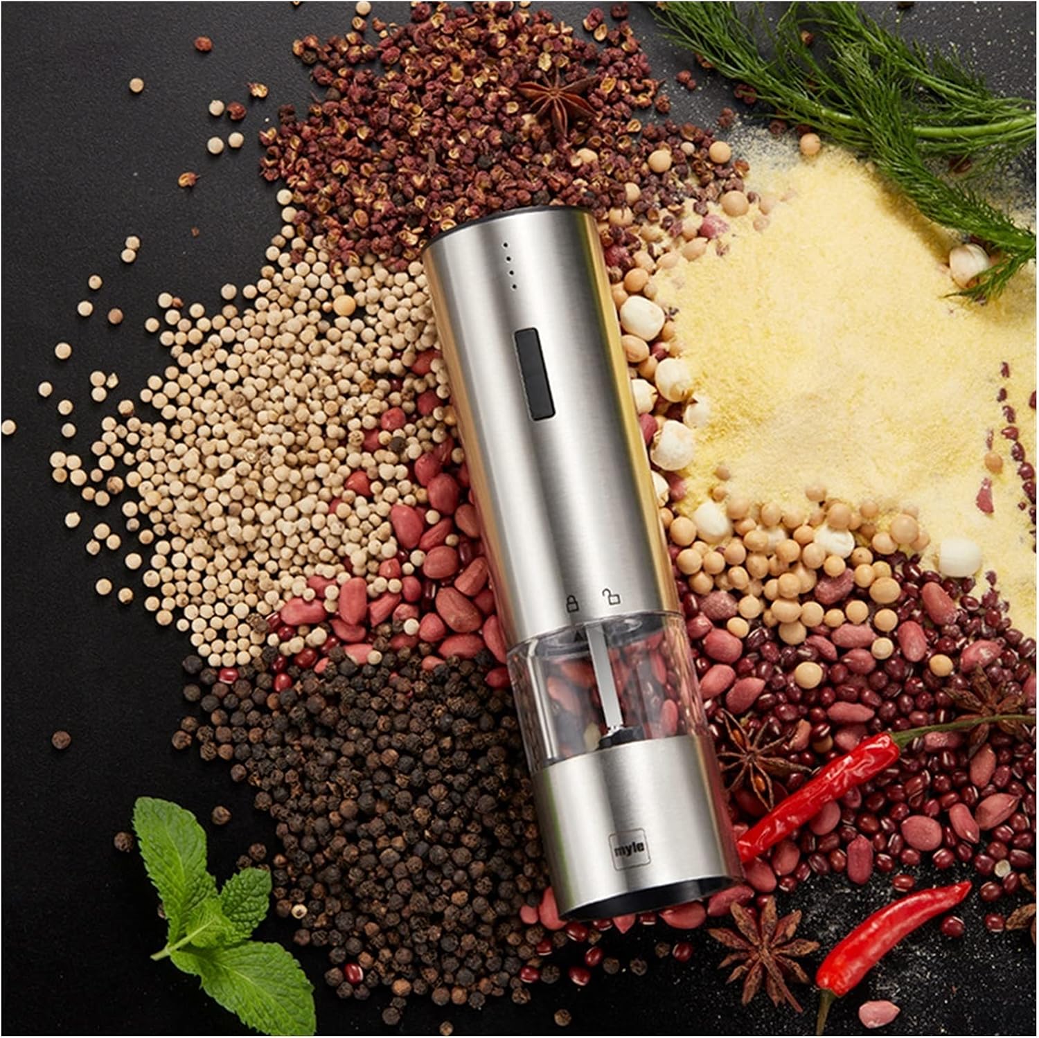 Electric Pepper Grinder with LED Light - Automatic Mill