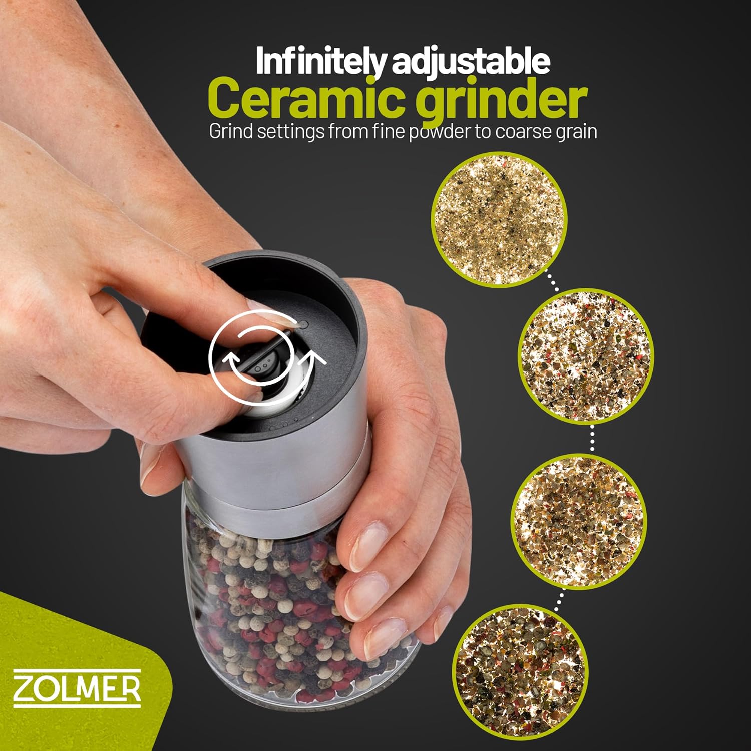 ZOLMER Premium Salt and Pepper Grinder Set