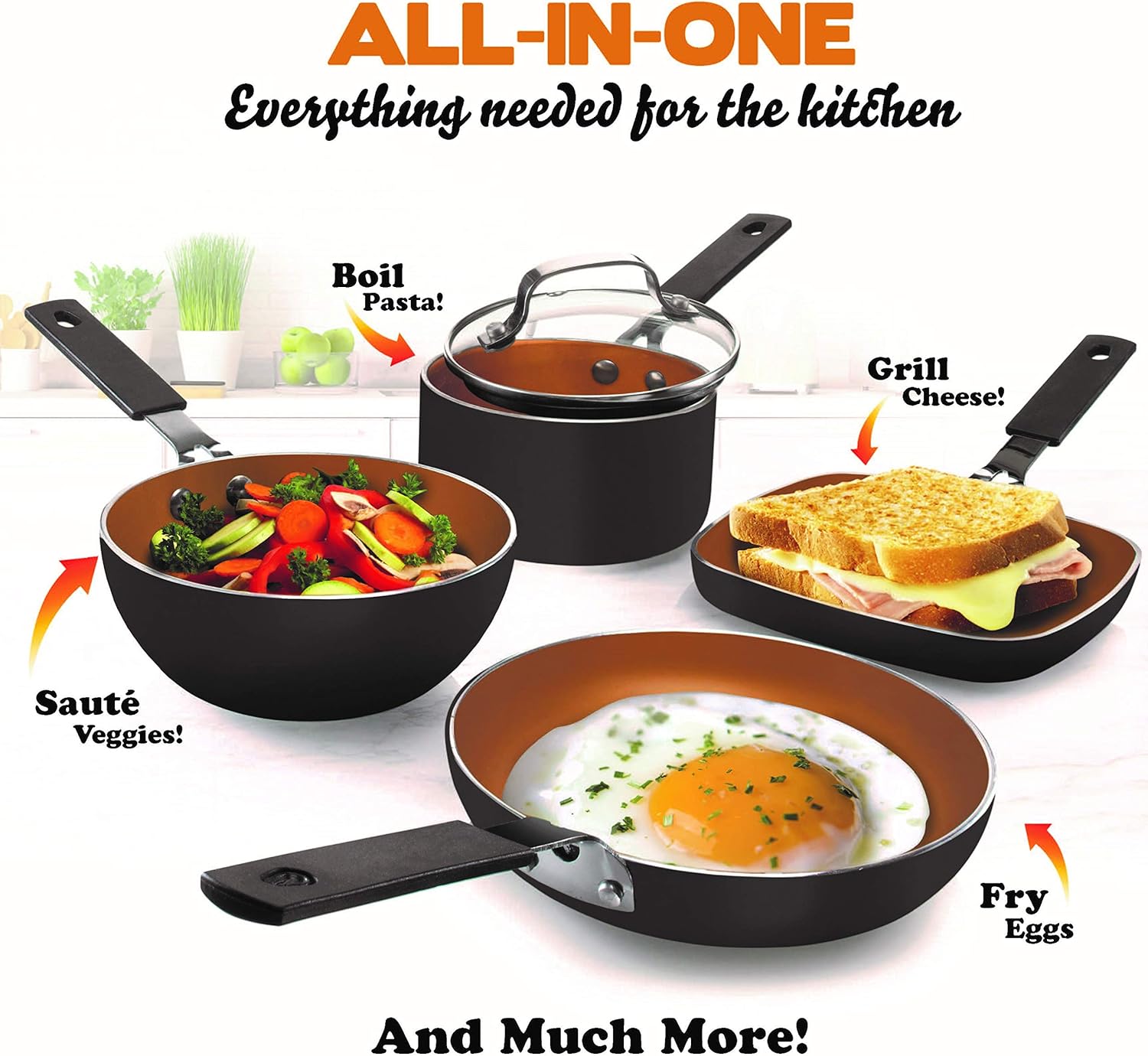 Gotham Steel Mini Stackmaster 5 Piece Cookware Set Nonstick Black