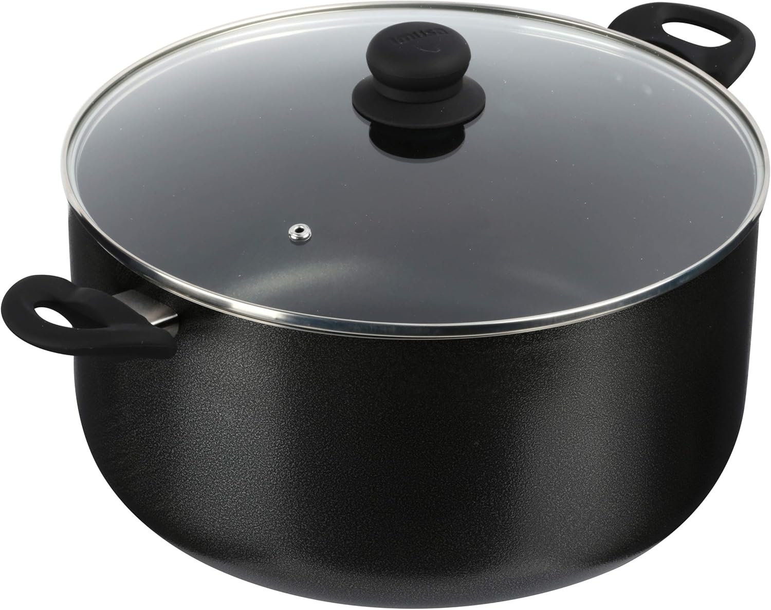 Imusa USA Cookware 127Qt Charcoal Stock Pot with Glass Lid